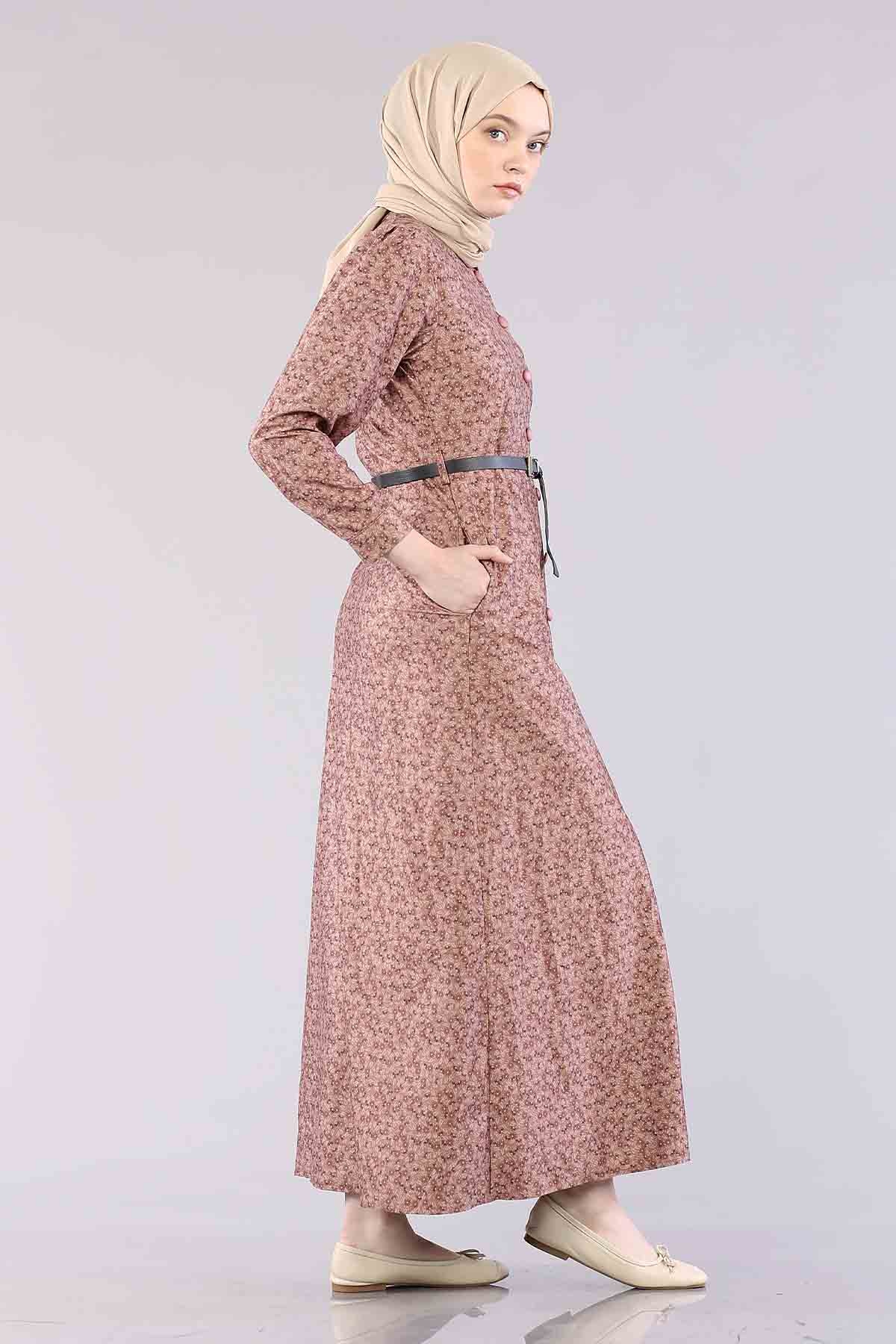 20344 Elbise 38-46 Düğme - Gul - 3