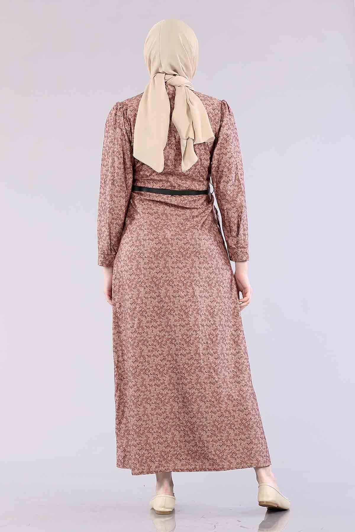 20344 Elbise 38-46 Düğme - Gul - 4