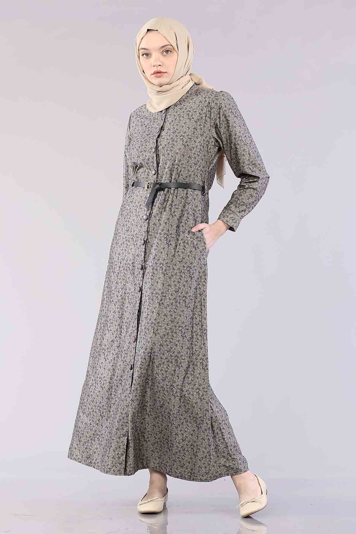 20344 Elbise 38-46 Düğme - Petrol - 3