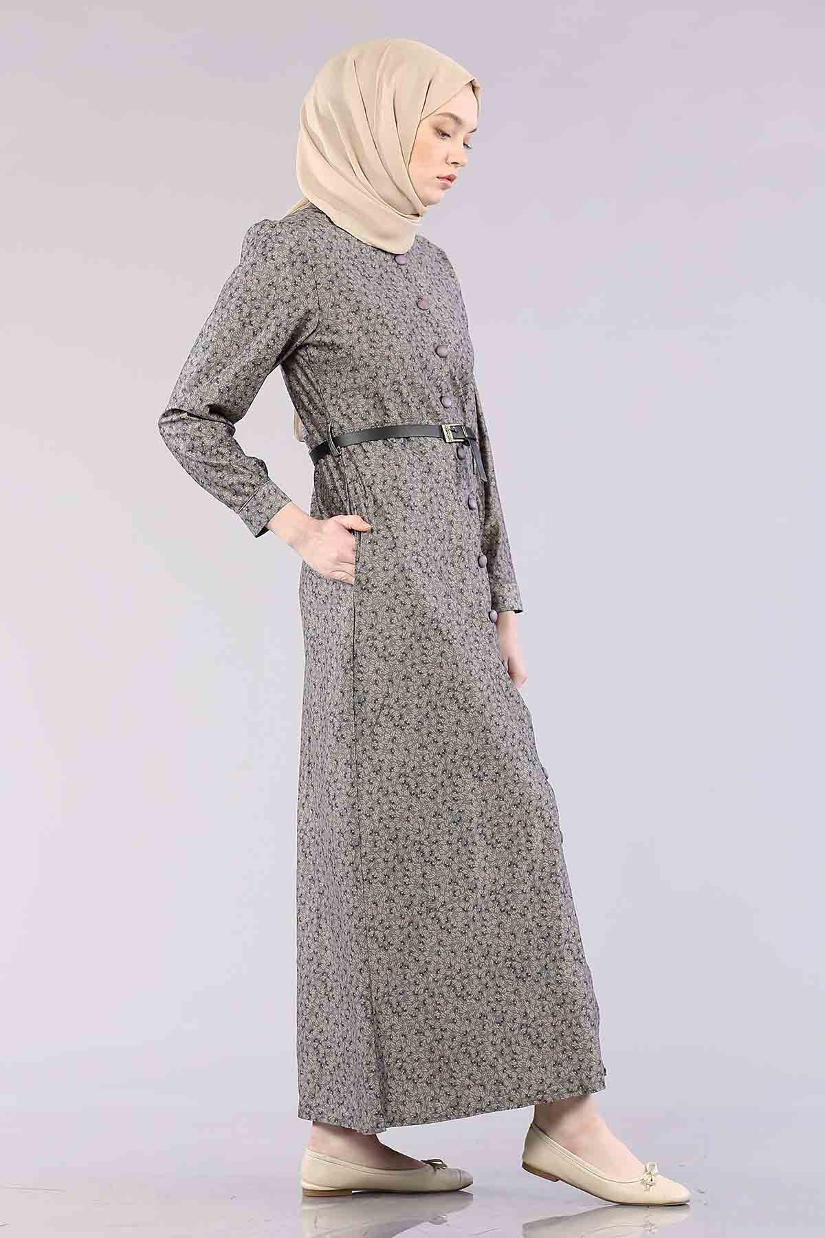 20344 Elbise 38-46 Düğme - Petrol - 4