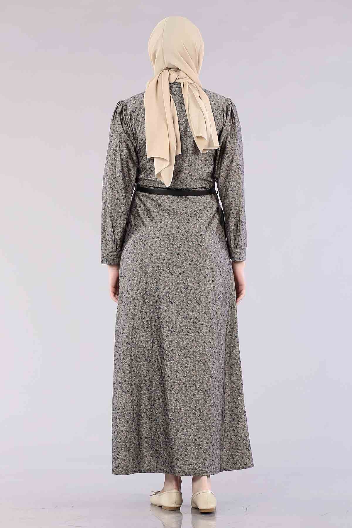 20344 Elbise 38-46 Düğme - Petrol - 5