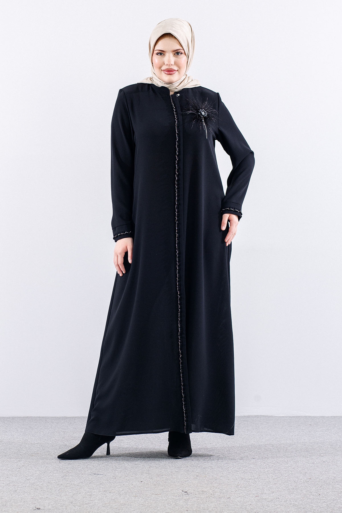 2050 Ferace 46-52 şik - Siyah - 1