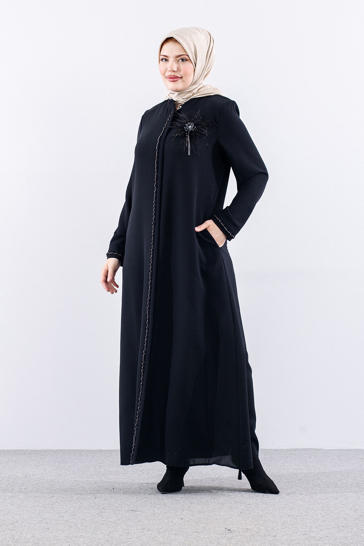 2050 Ferace 46-52 şik - Siyah - 3