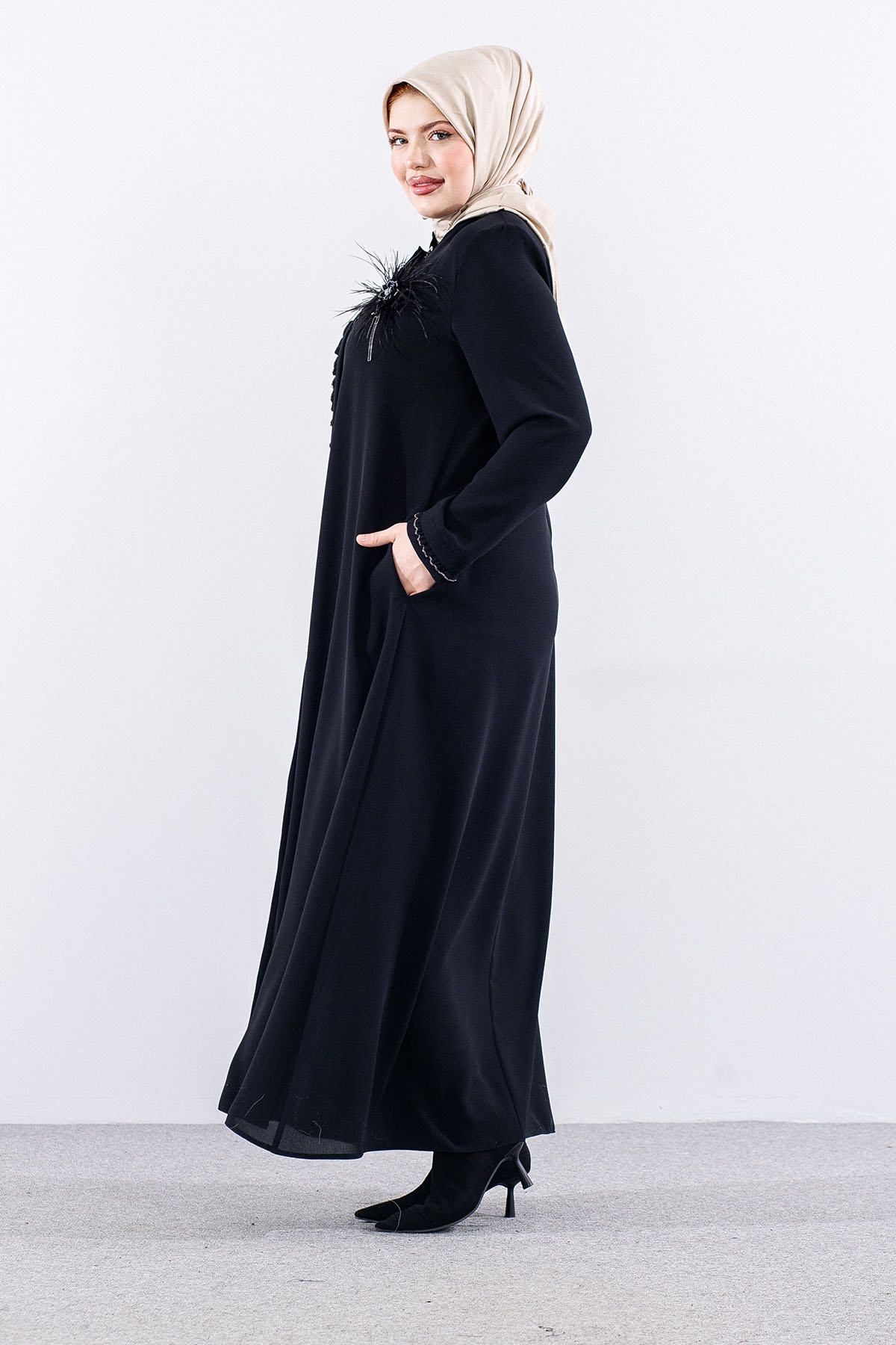 2050 Ferace 46-52 şik - Siyah - 4