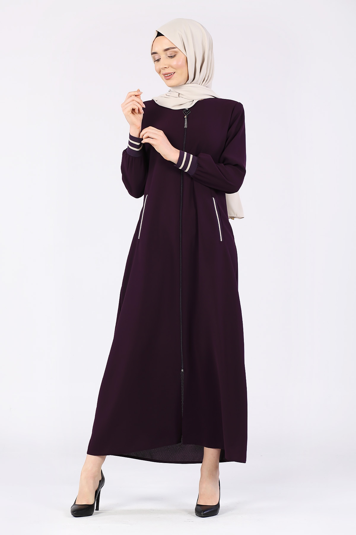 Düz Ribana Ferace Mürdüm - 1