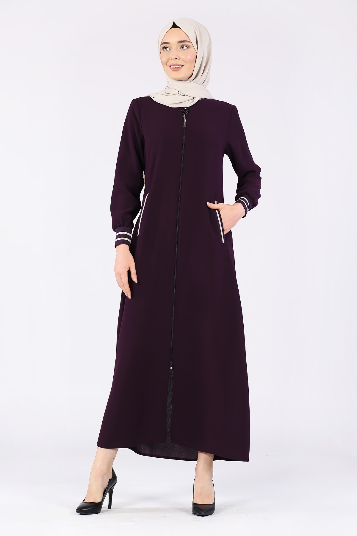 Düz Ribana Ferace Mürdüm - 2