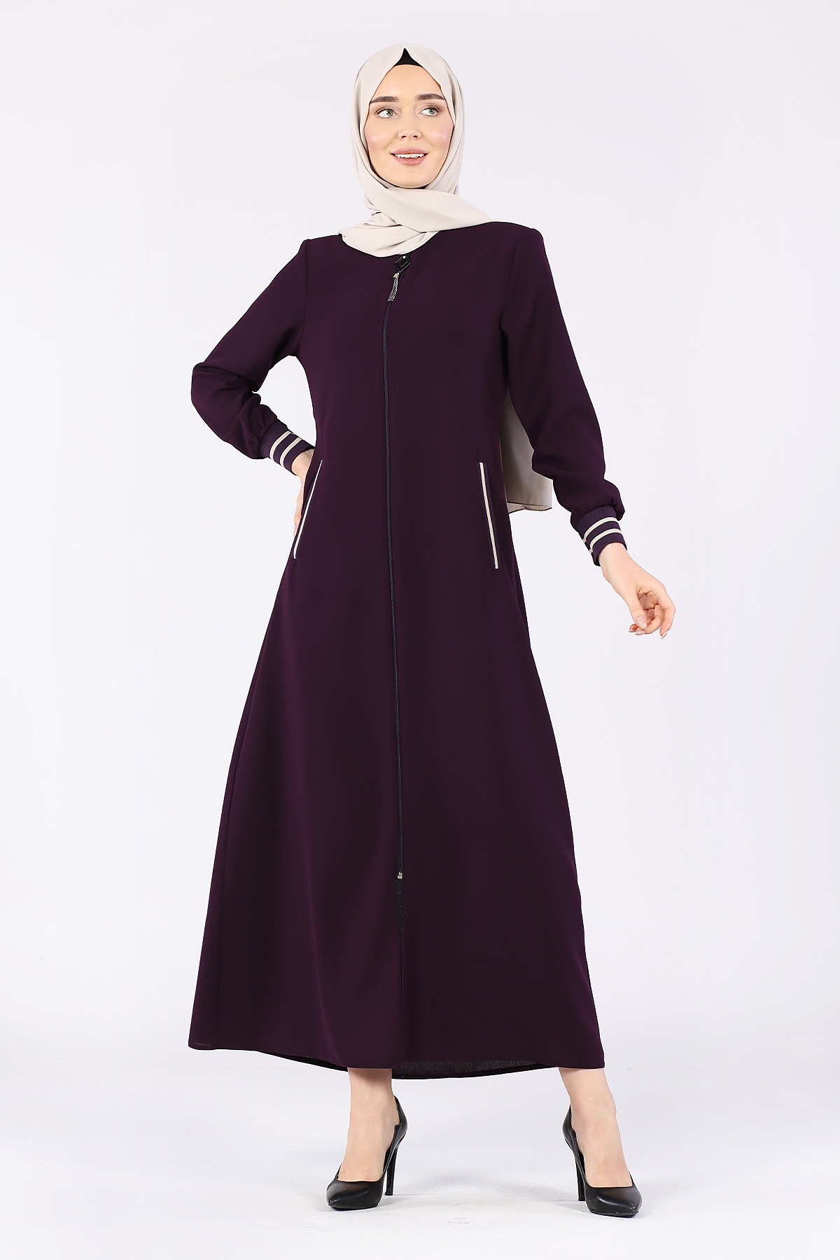 Düz Ribana Ferace Mürdüm - 3