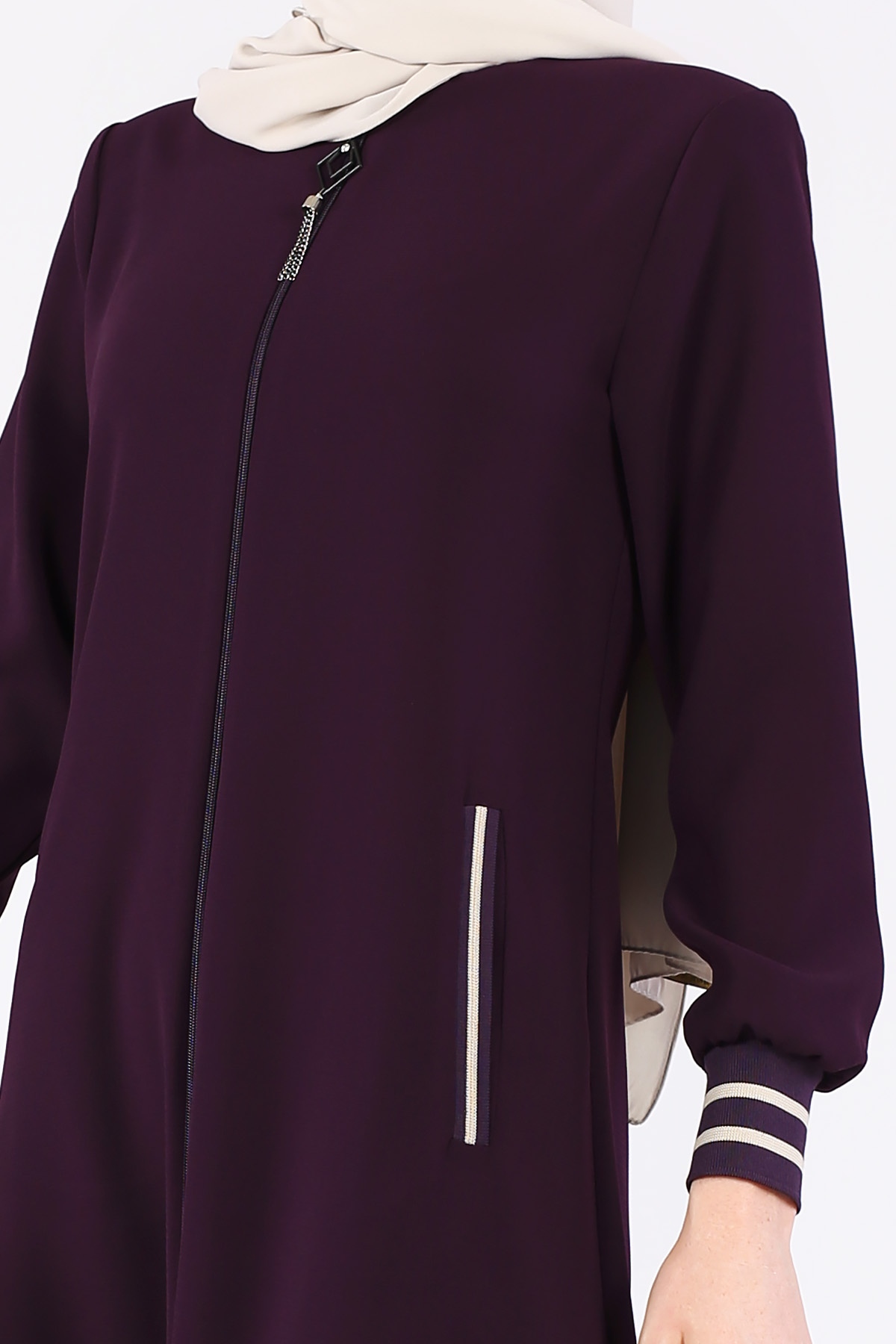 Düz Ribana Ferace Mürdüm - 6