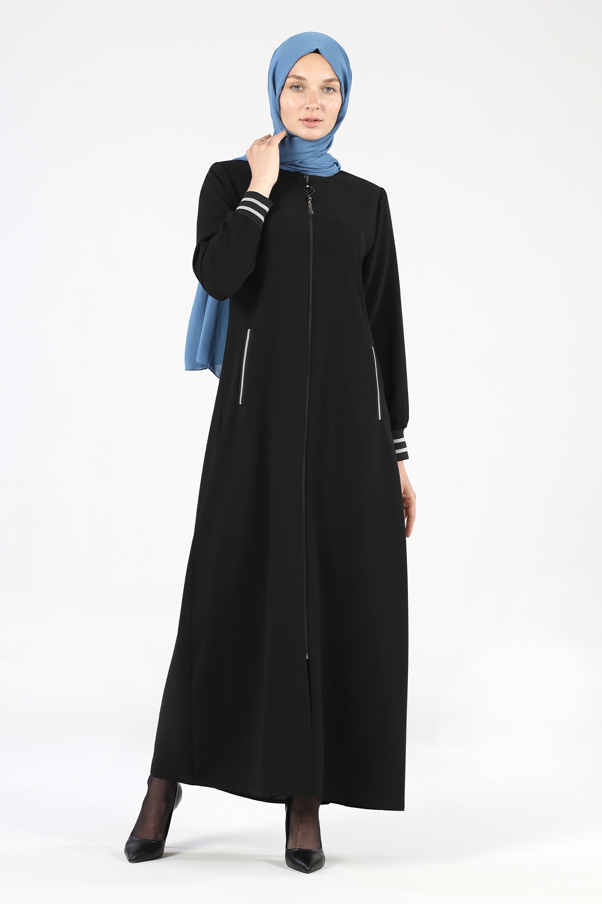 Düz Ribana Ferace Siyah - 1