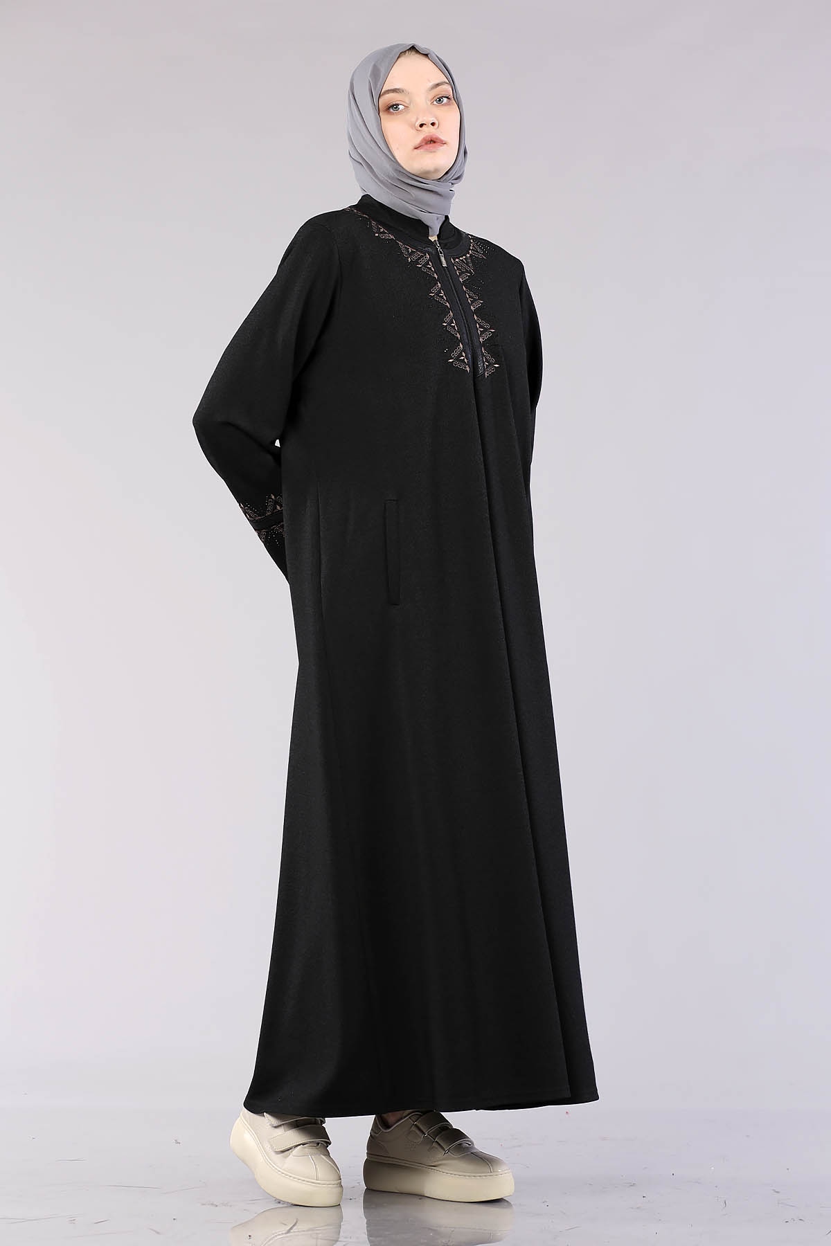 2088 Nakişli Pardesü 4-5-6-7 - Siyah - 2