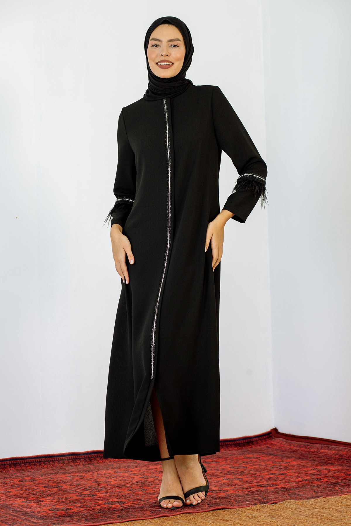 2131 şik Ferace 42-54 T - Siyah - 2