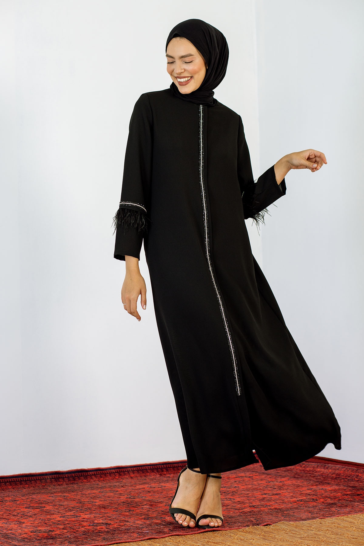 2131 şik Ferace 42-54 T - Siyah - 3