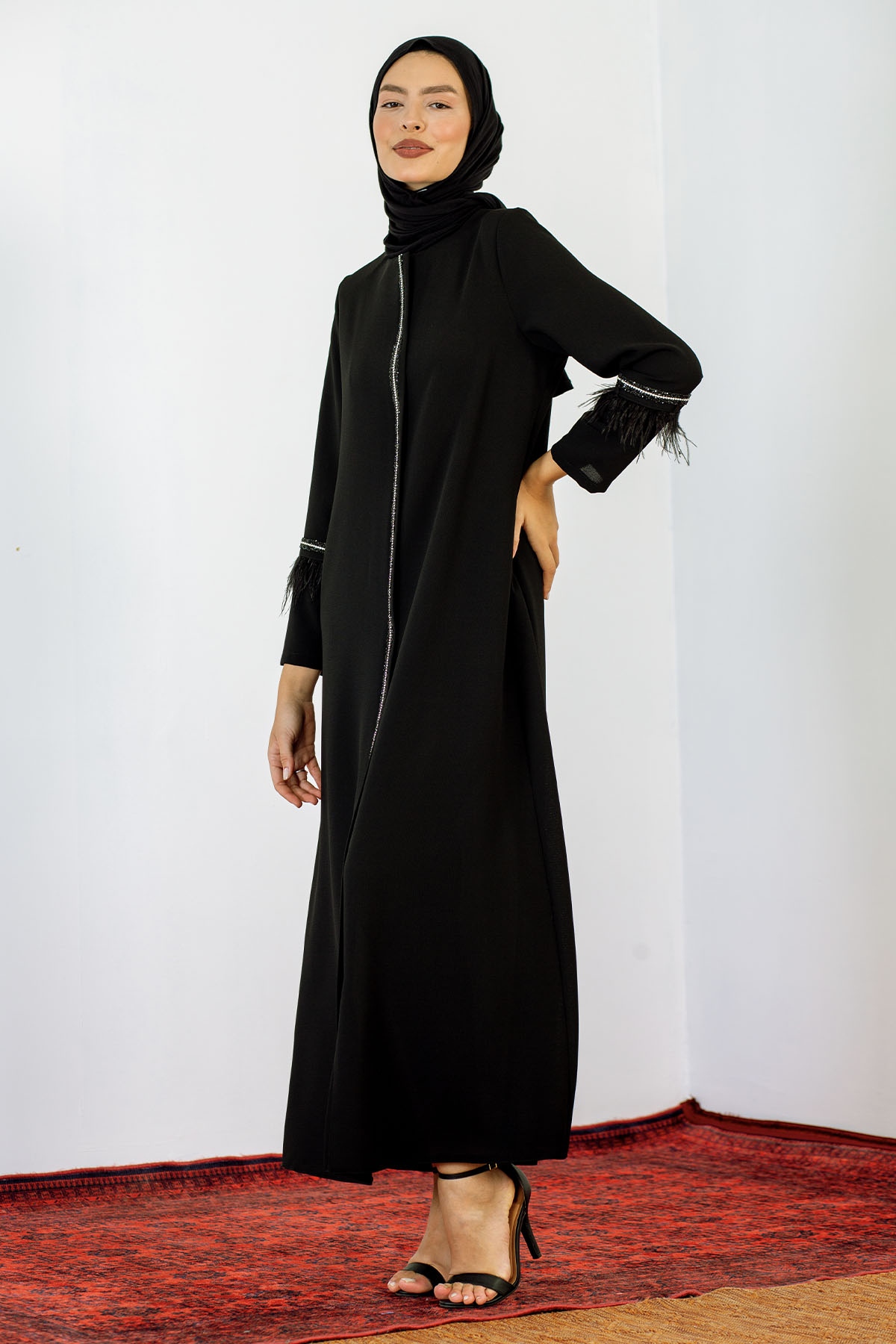 2131 şik Ferace 42-54 T - Siyah - 4