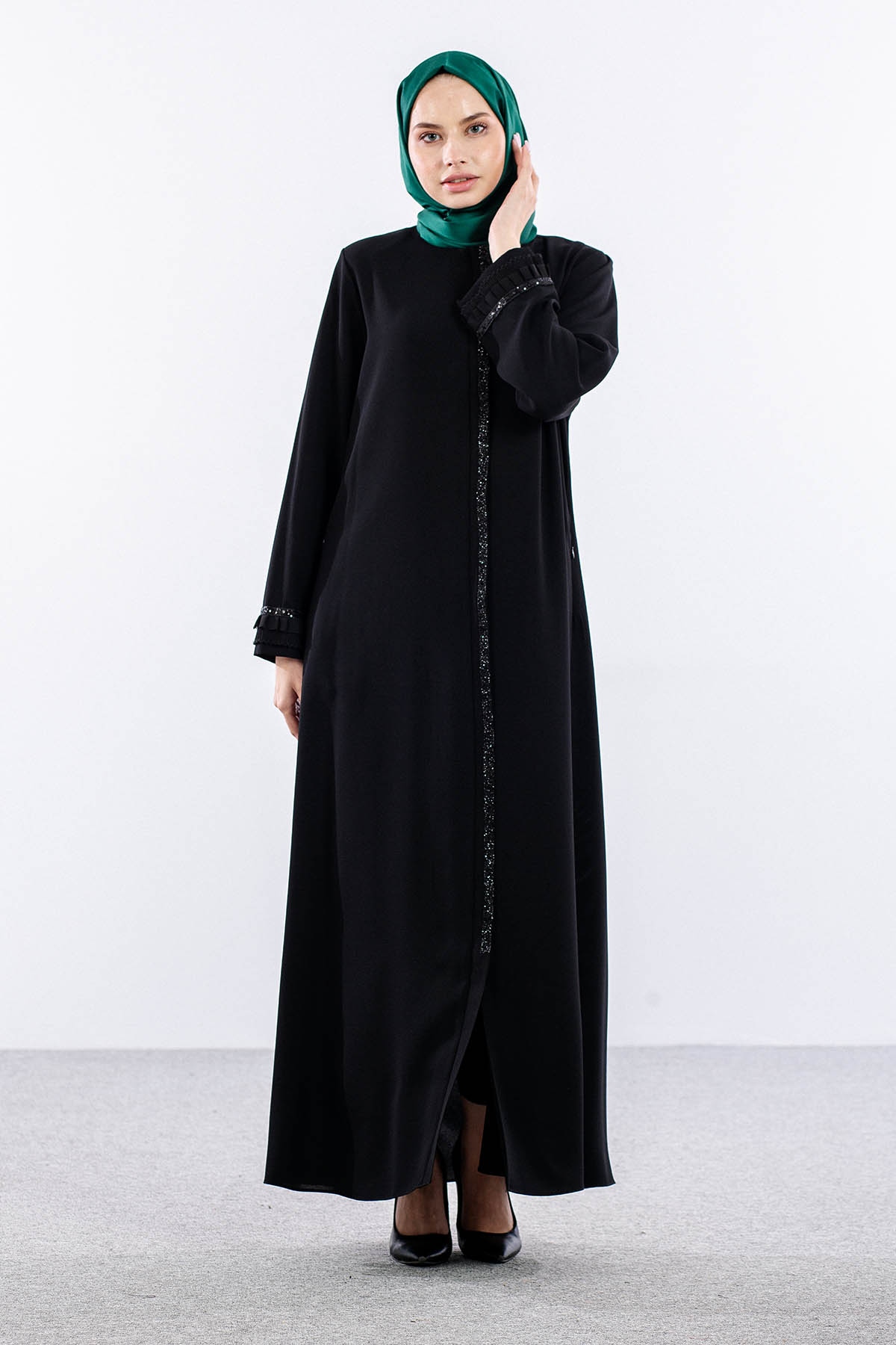 2135 Ferace 44-54 Sık Model Yaz - Siyah - 1