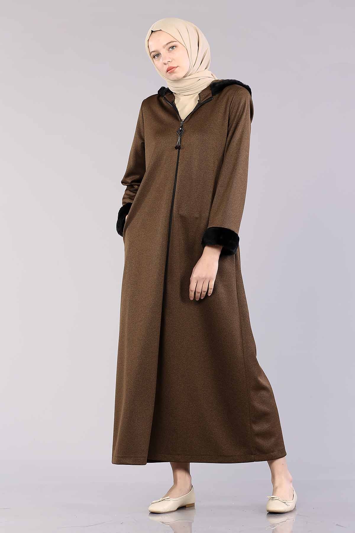 2141 Kapşonlu Ferace 40-50 - Taba - 1