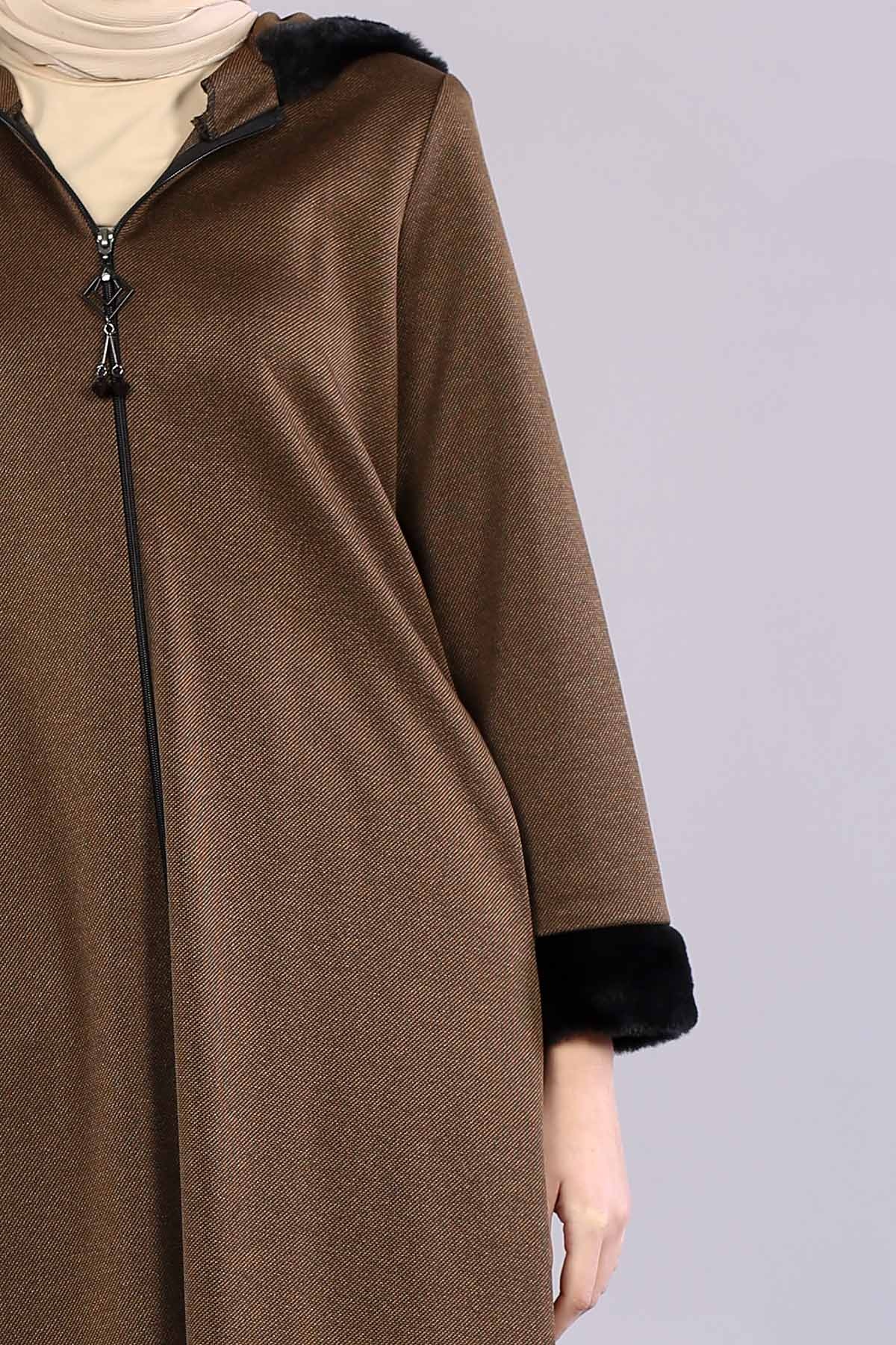 2141 Kapşonlu Ferace 40-50 - Taba - 5