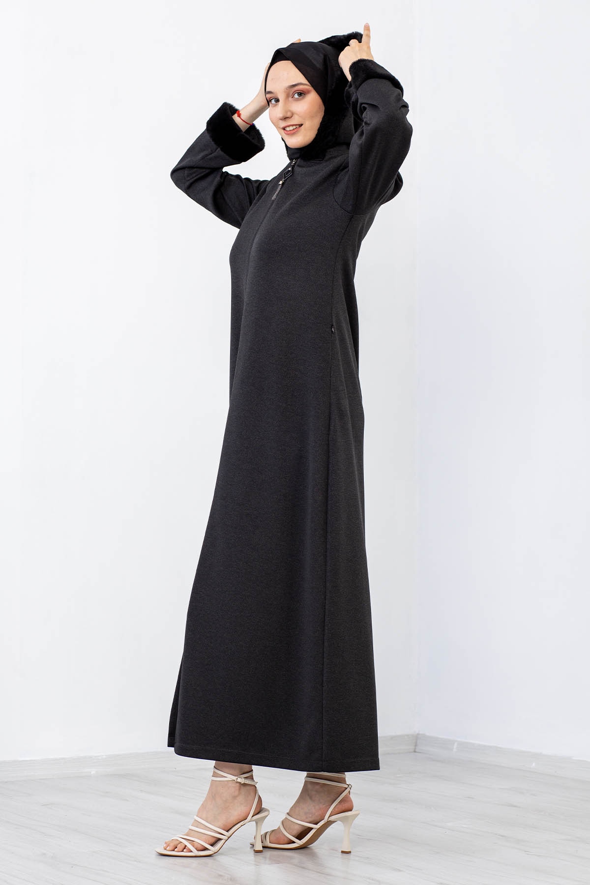 2141 Kiş Ferace 40-50 - Siyah - 5