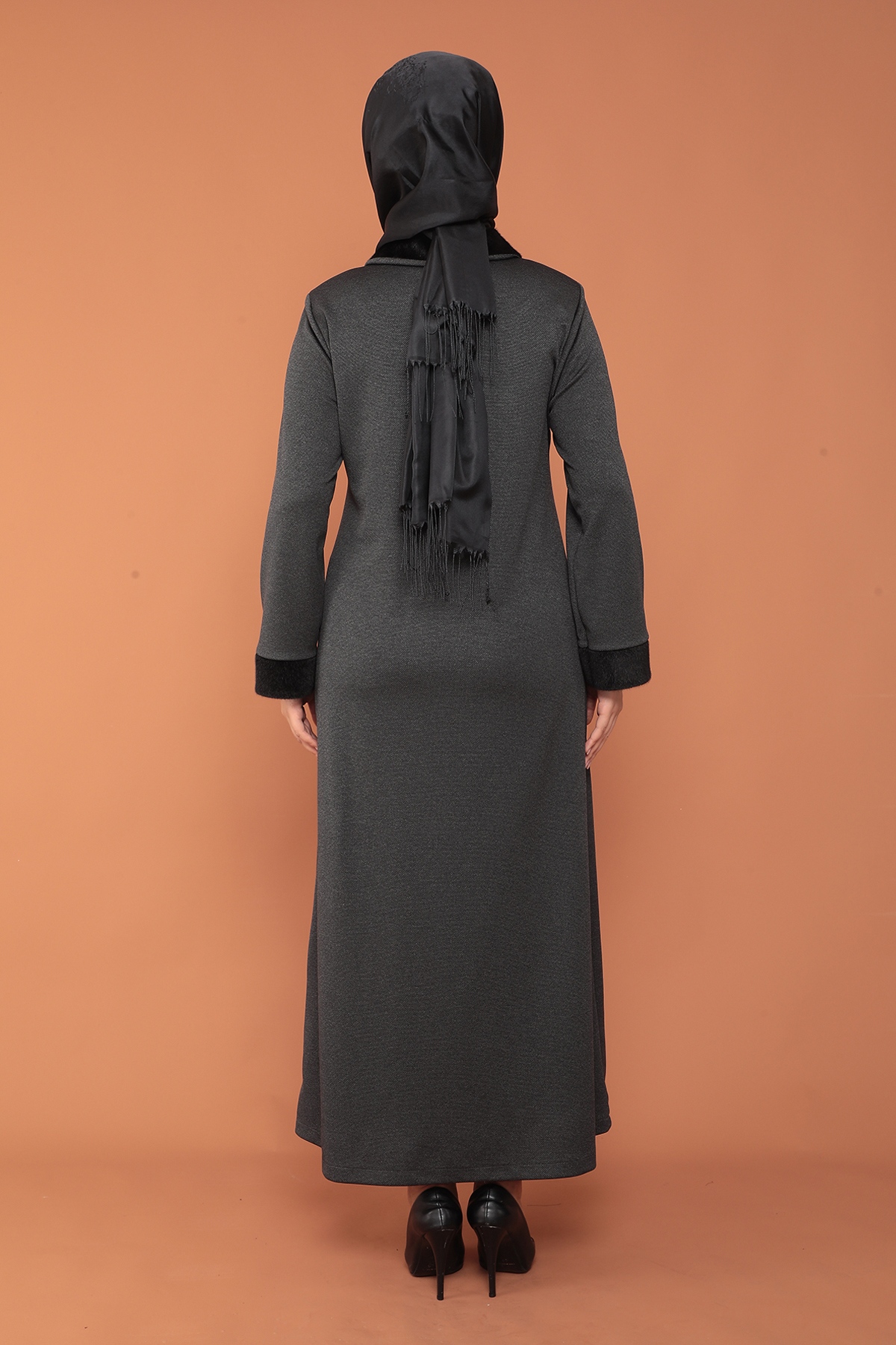 2153 Kürklü Ferace 44-54 - Antrasit - 6