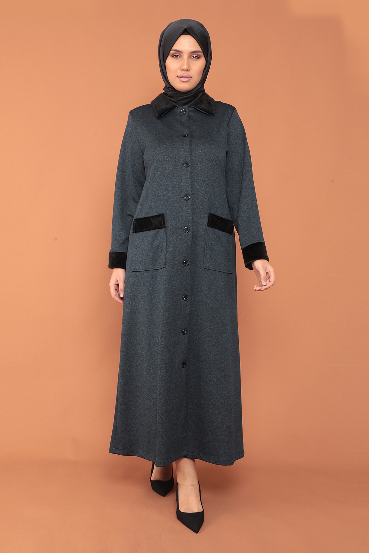 2153 Kürklü Ferace 44-54 - Petrol - 1