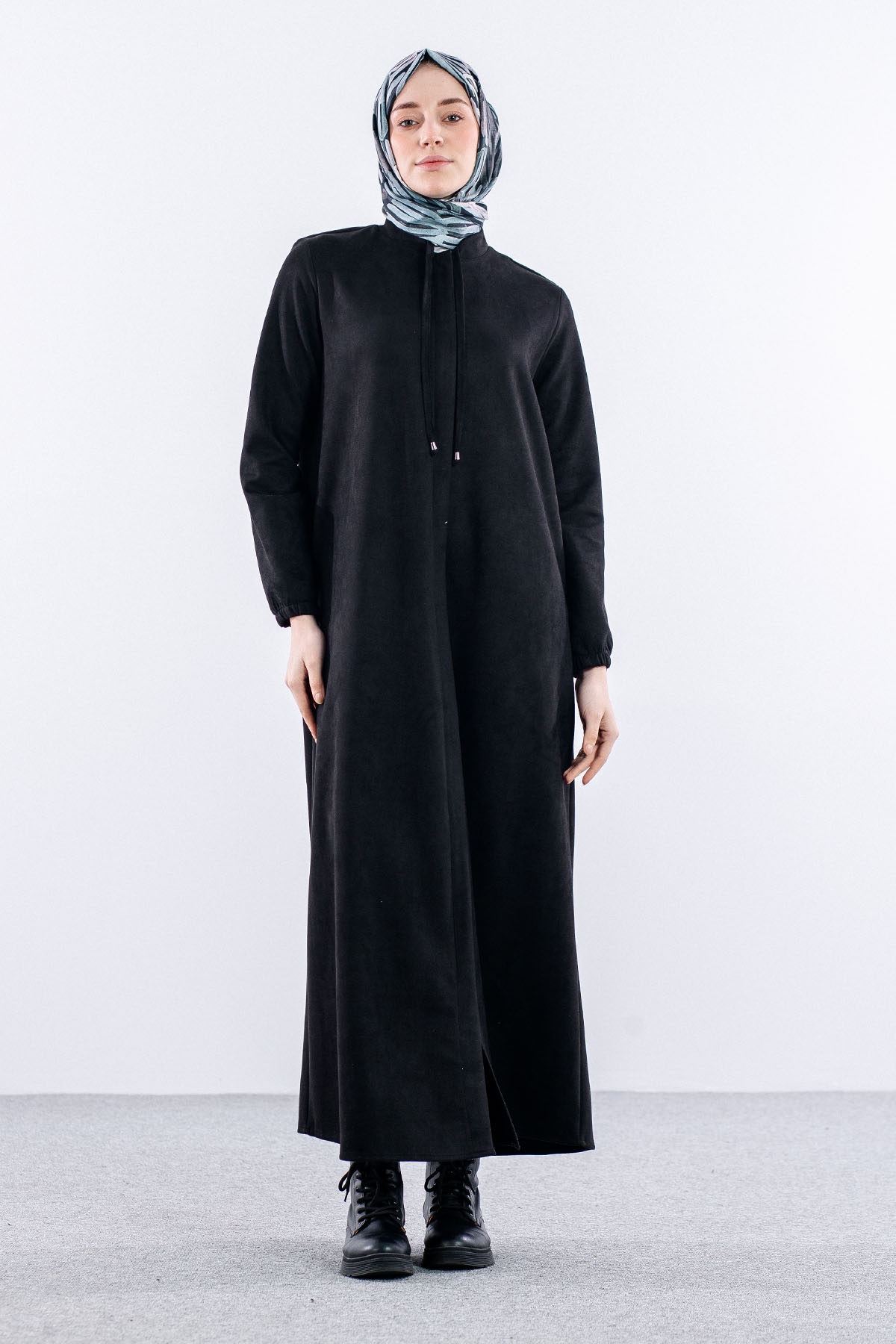 2155 Süet Mevlana Ferace 38-48 - Siyah - 1