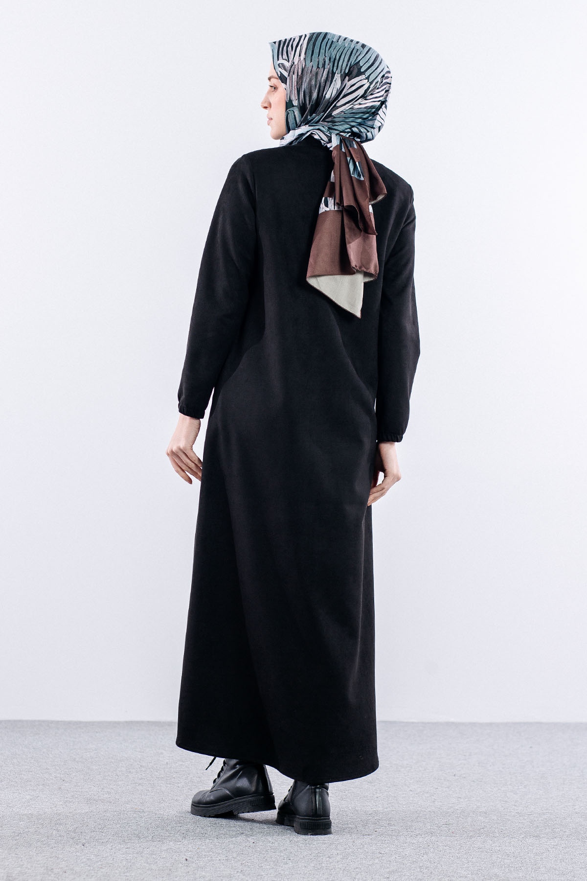 2155 Süet Mevlana Ferace 38-48 - Siyah - 4