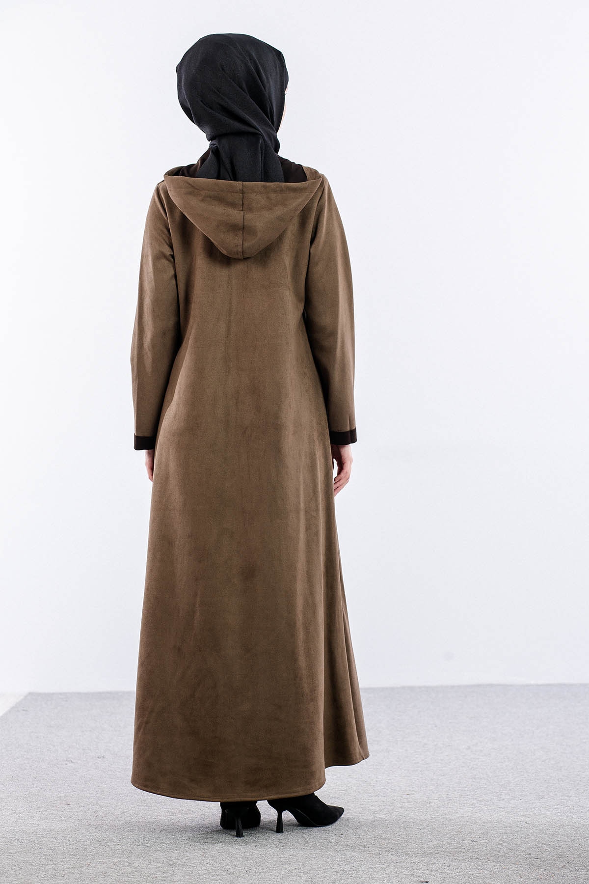 2158 Ferace 40-50 Suet Kapsonlu - Haki - 5