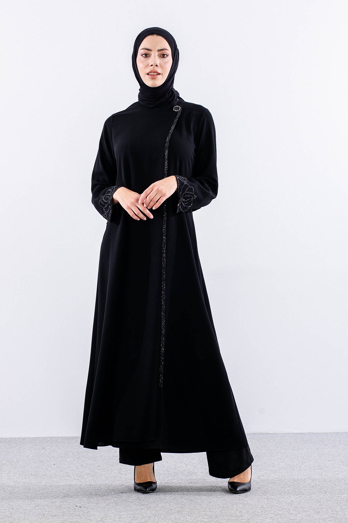 2161 Ferace 42-52 Yaz Şık Tasli - Siyah - 1