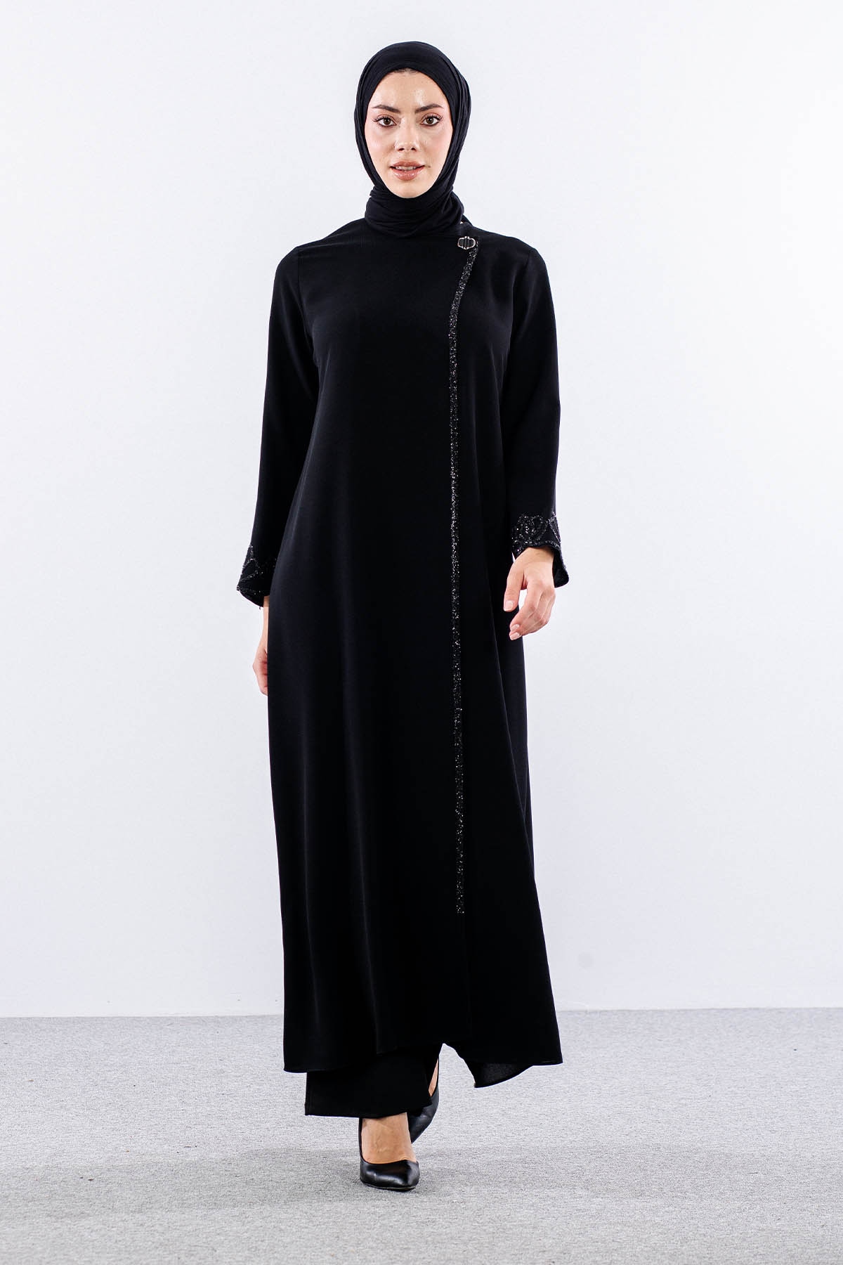 2161 Ferace 42-52 Yaz Şık Tasli - Siyah - 2