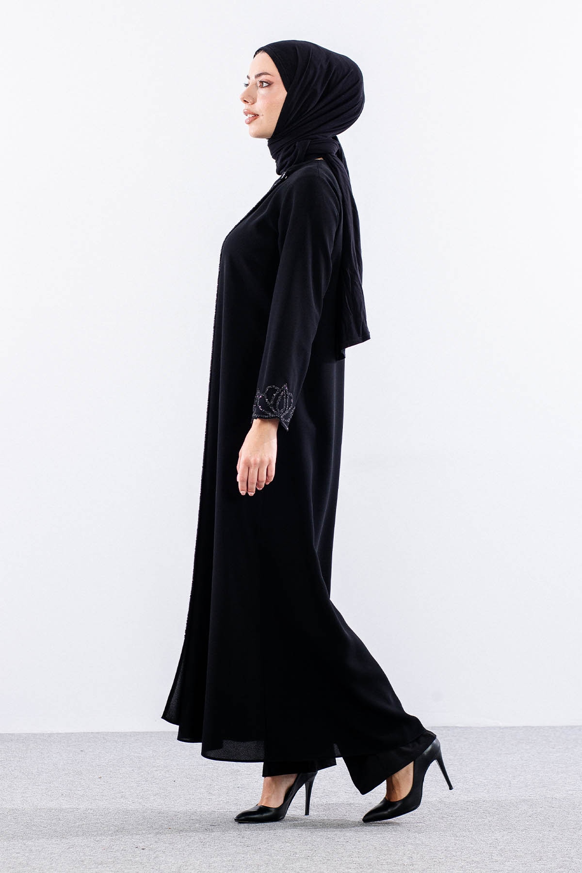 2161 Ferace 42-52 Yaz Şık Tasli - Siyah - 4