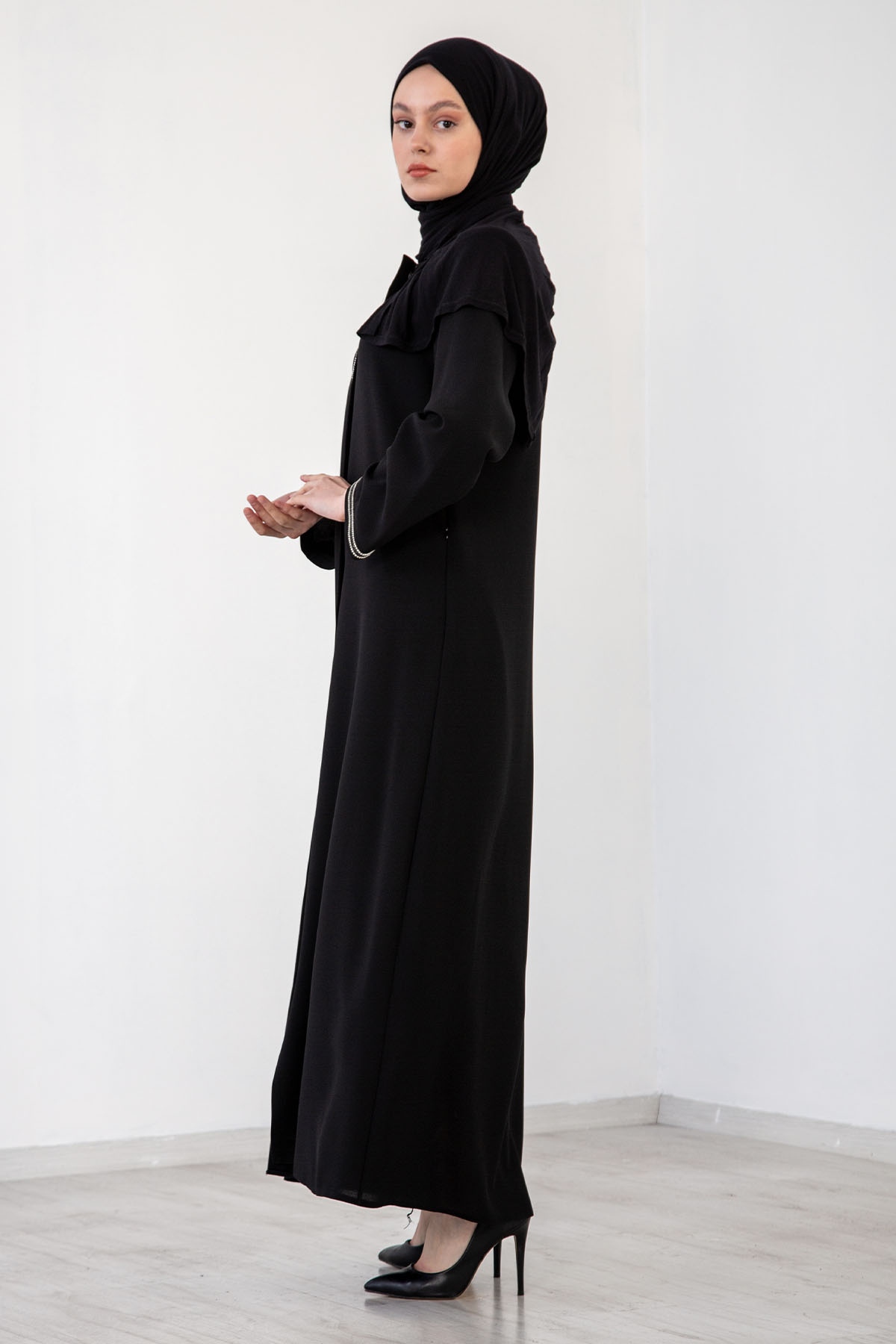2174 şik Ferace 42-52 - Siyah - 3