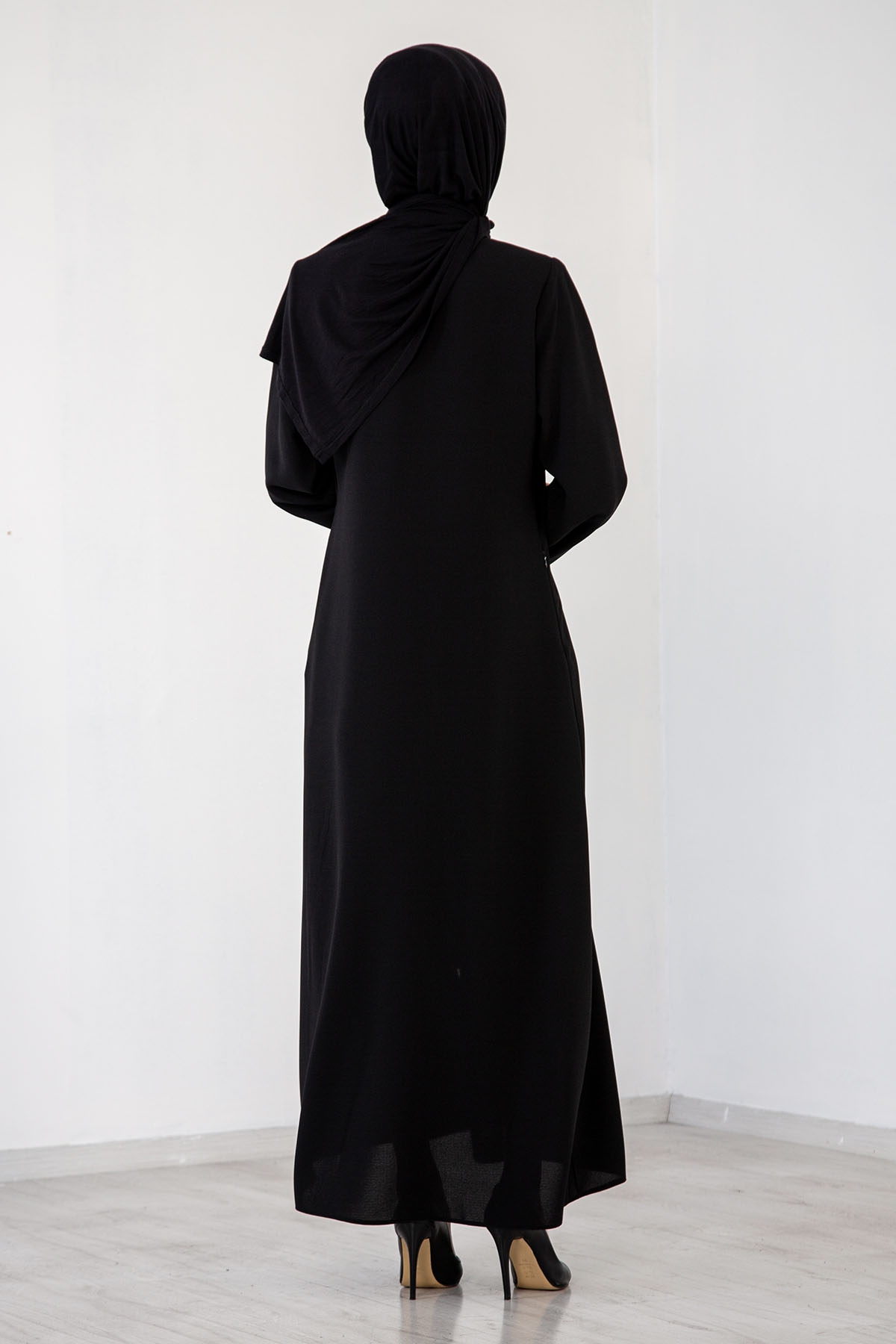 2174 şik Ferace 42-52 - Siyah - 4