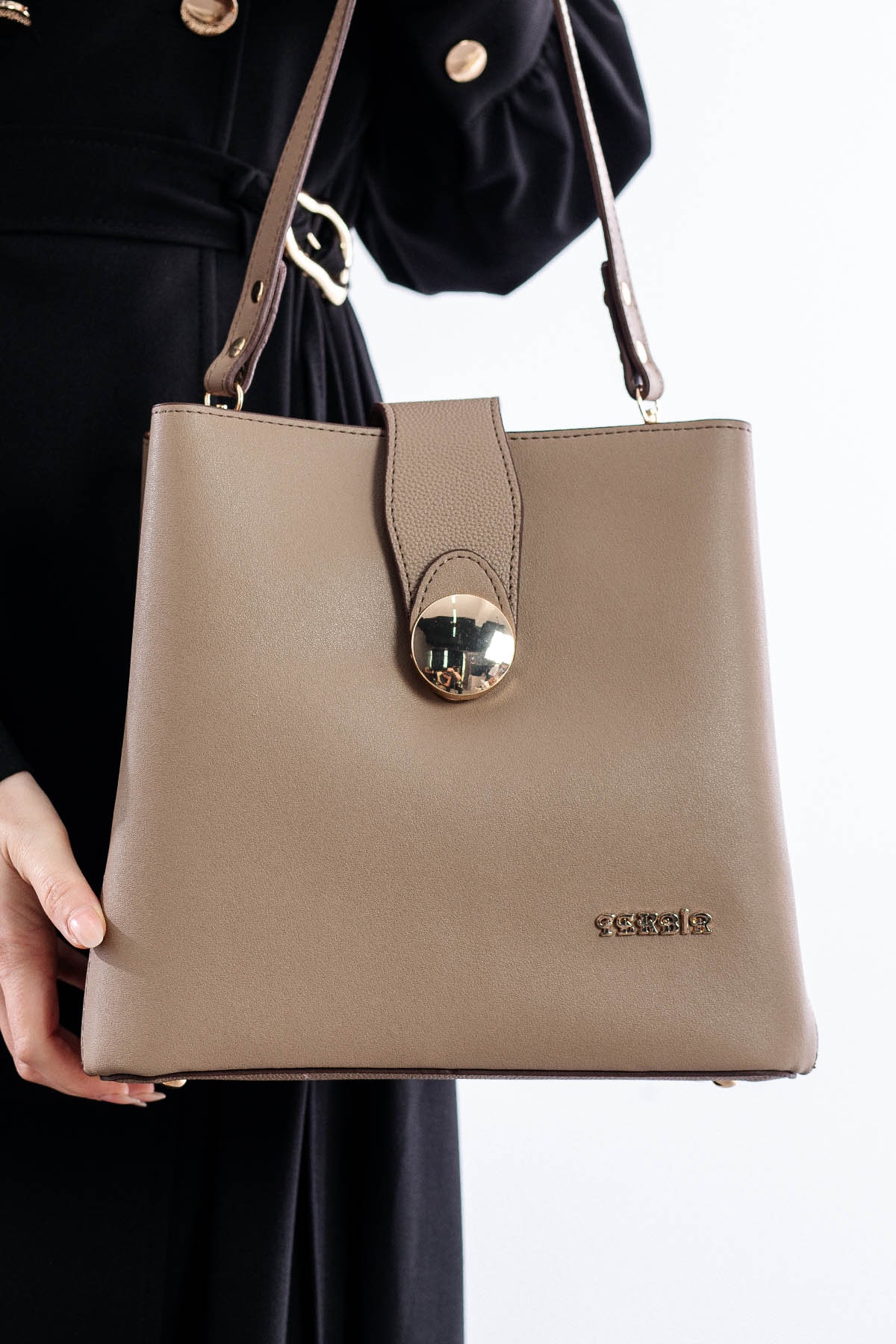 21781 şik Bayan çanta - Nude - 1