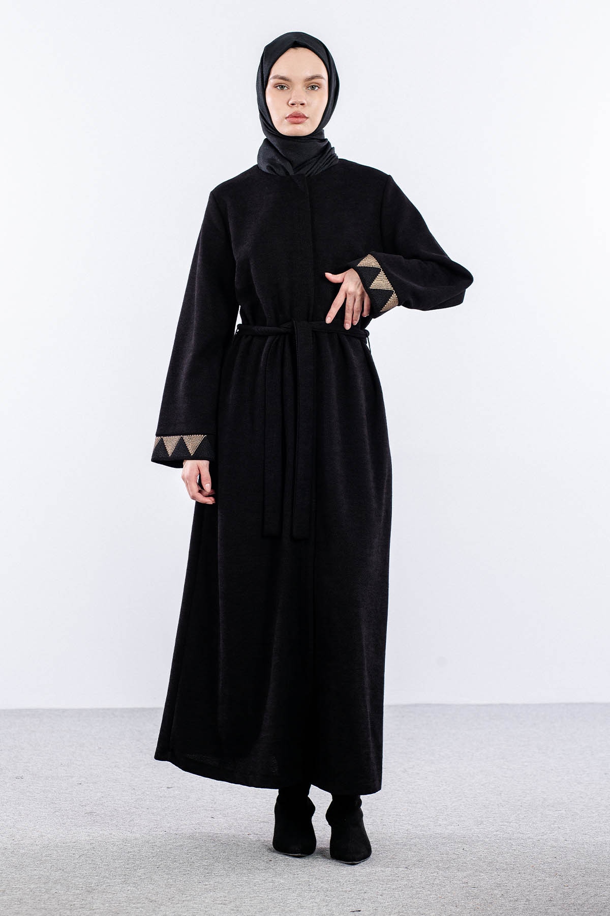 2186 Ferace 42-52 Sonil Kare Nakis - Siyah - 2