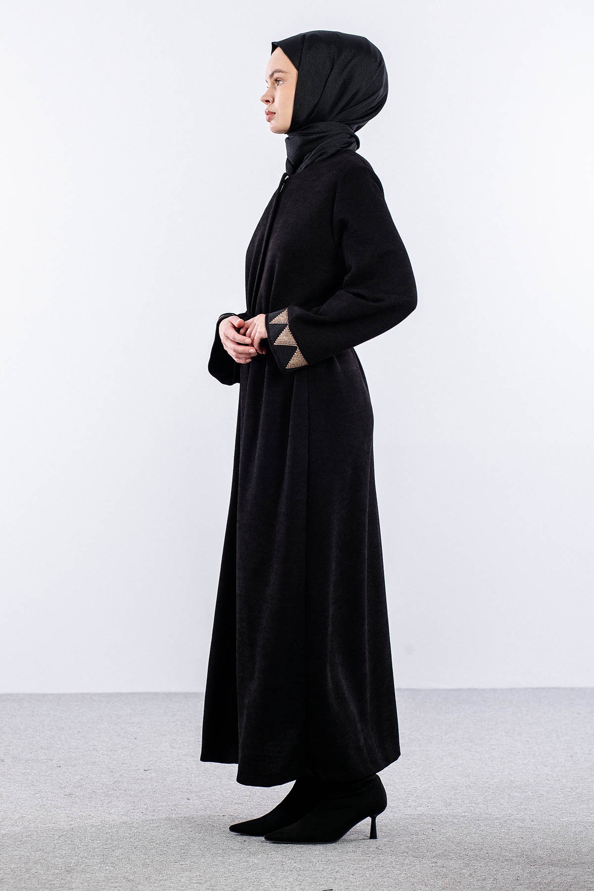 2186 Ferace 42-52 Sonil Kare Nakis - Siyah - 4