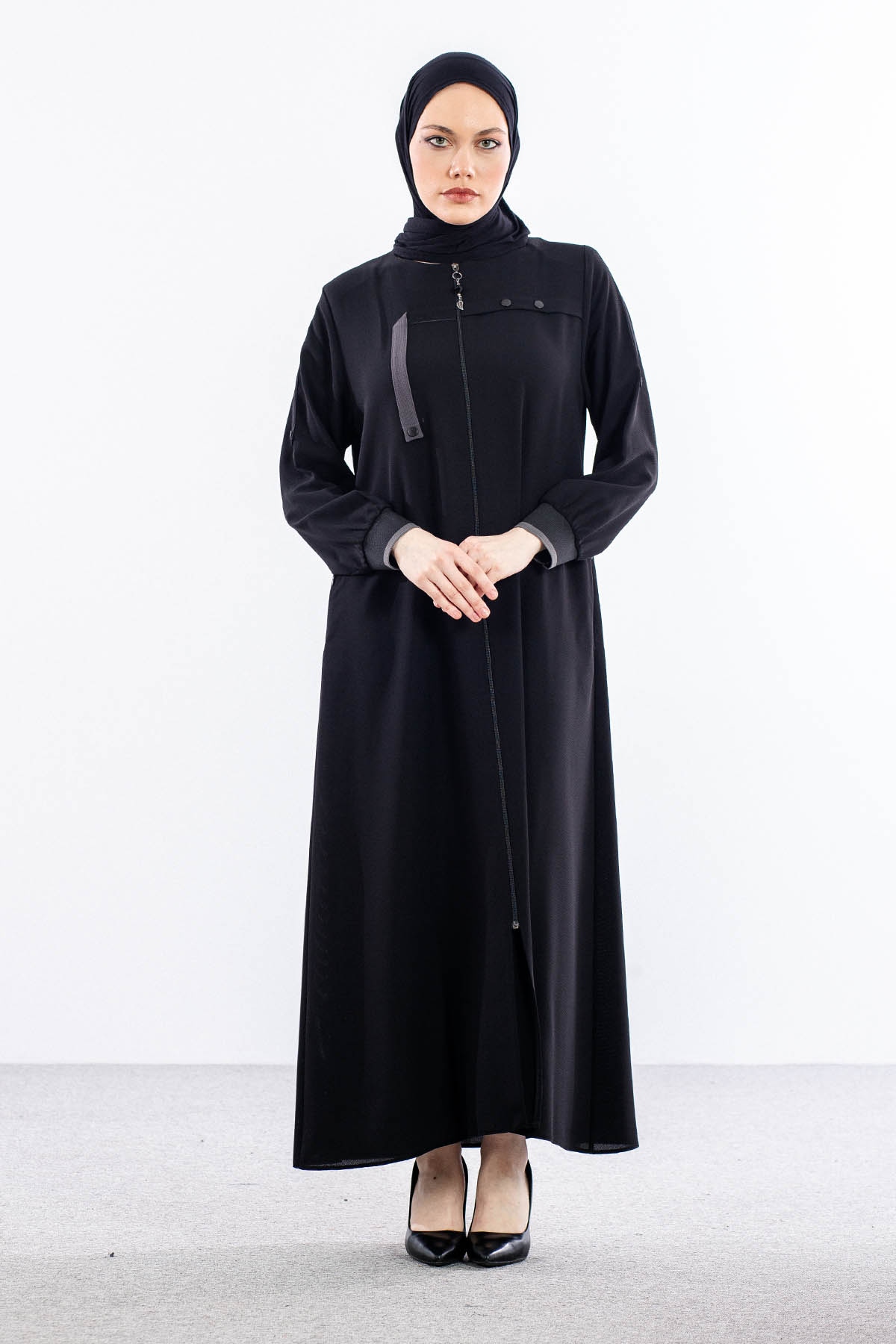 2190 Ferace 46-52 Zimba Detay Petek - Siyah - 1