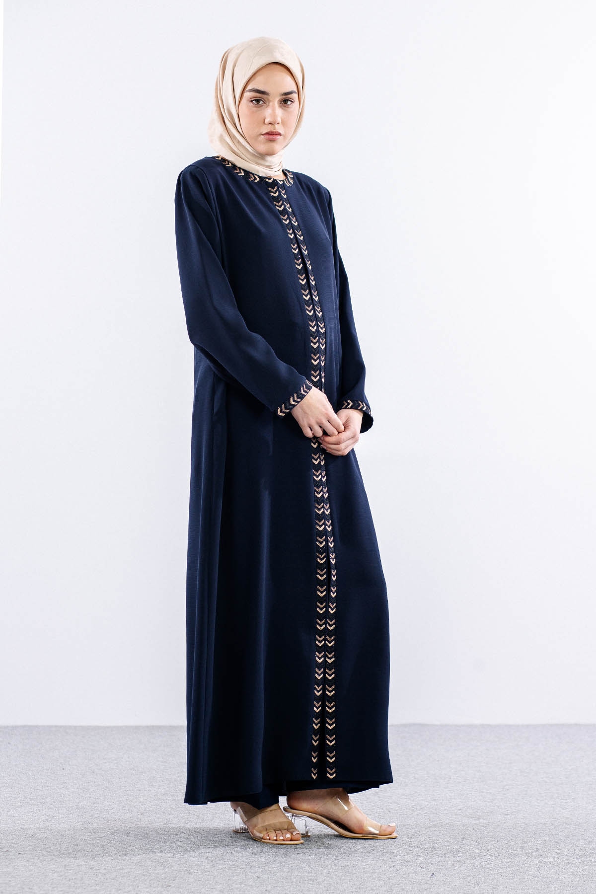 2202 şik Ferace 46-56 - Lacivert - 3