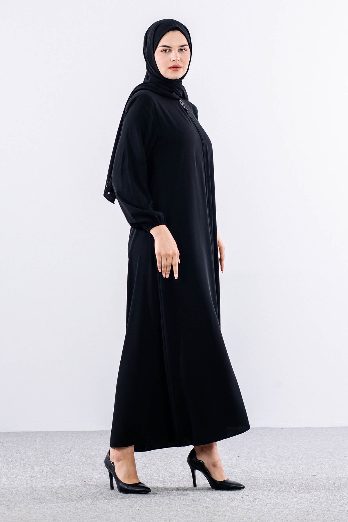 2218 Ferace 42-52 şal - Siyah - 2