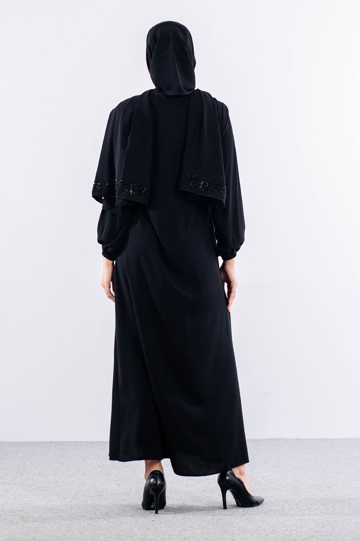 2218 Ferace 42-52 şal - Siyah - 6