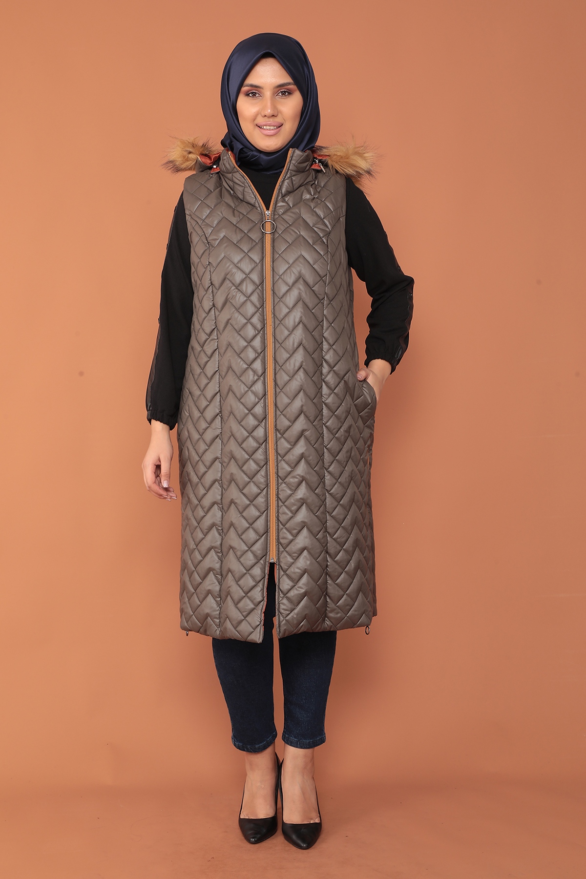 2233 şişme Yelek 1-2-3-4 - Kahve - 1