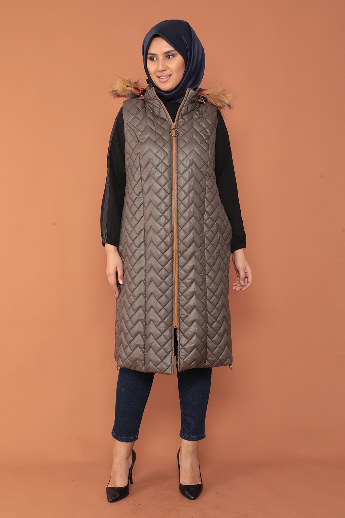 2233 şişme Yelek 1-2-3-4 - Kahve - 2