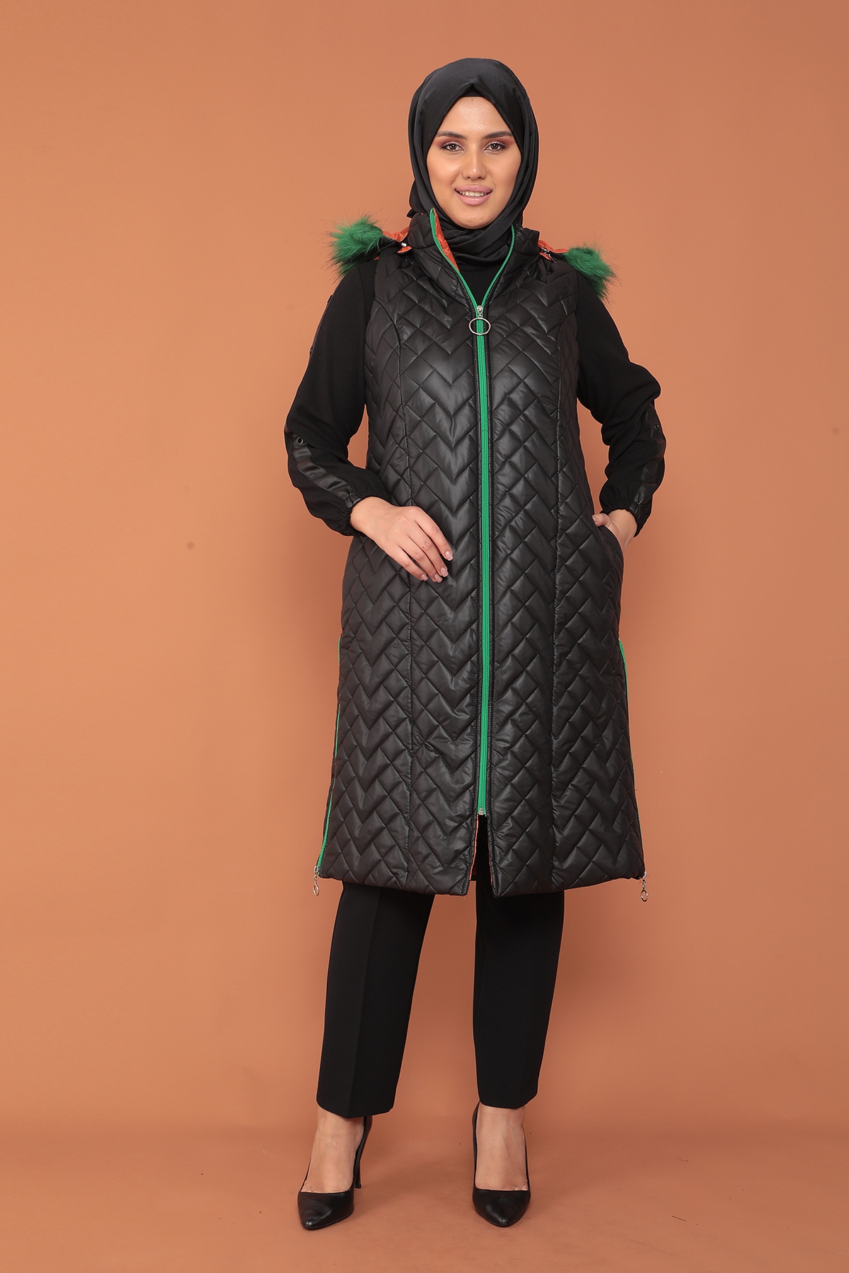 2233 şişme Yelek 1-2-3-4 - Siyah_orange - 1