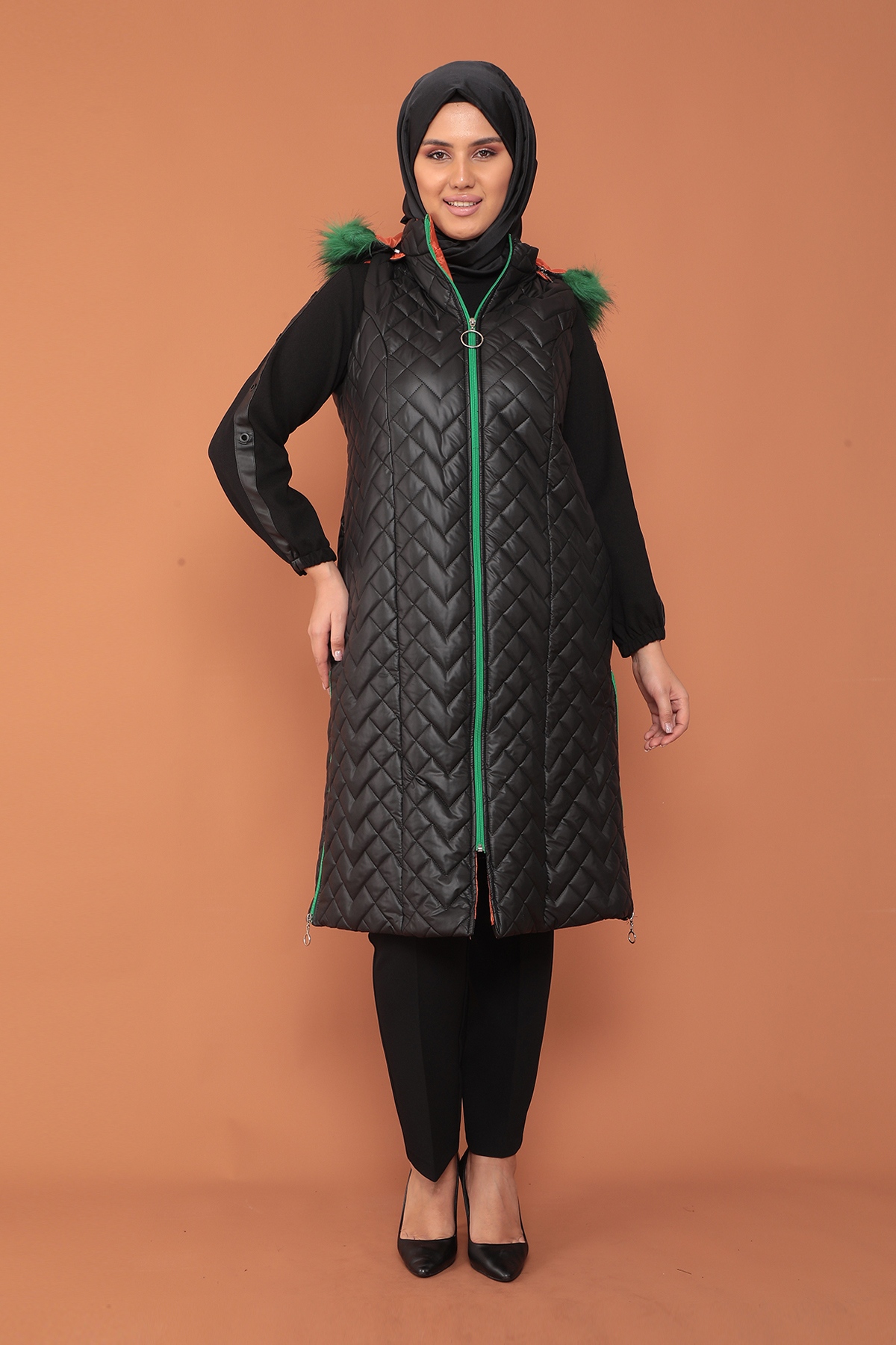 2233 şişme Yelek 1-2-3-4 - Siyah_orange - 2