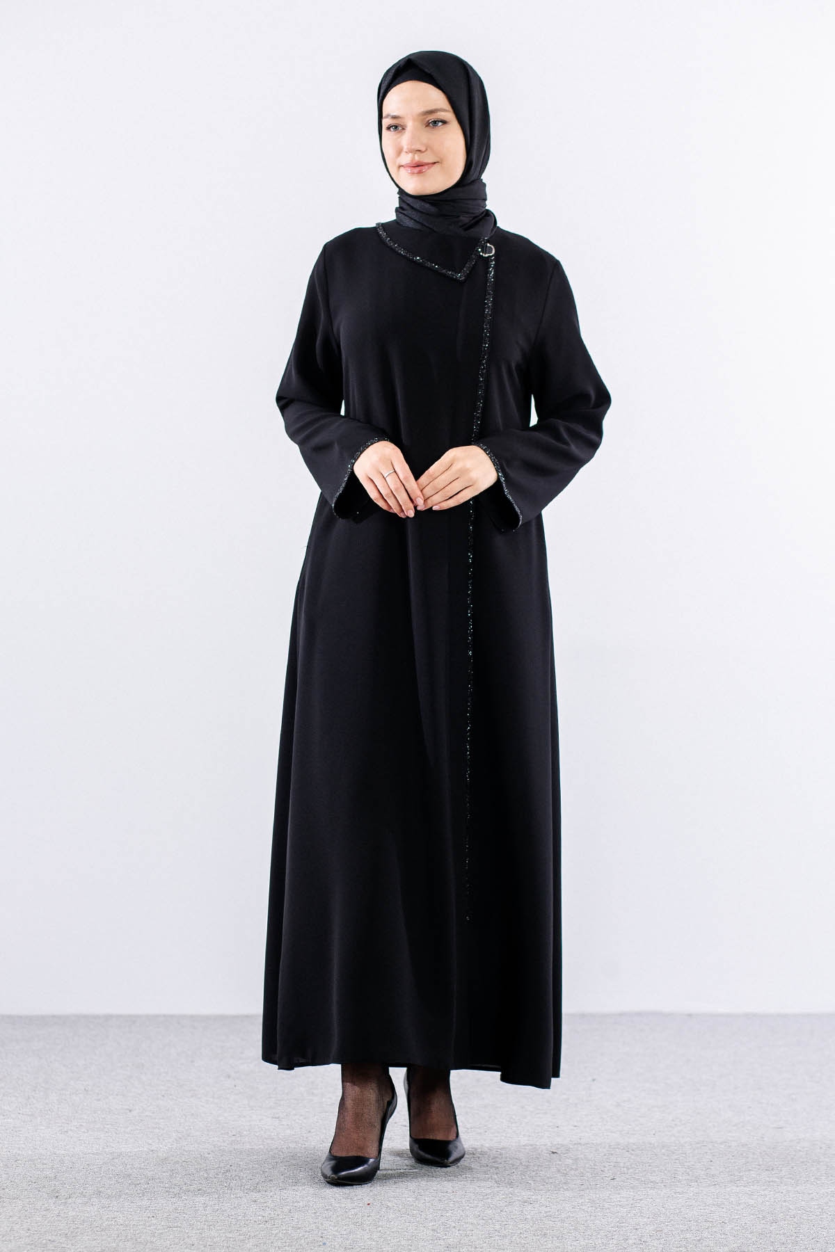 2238 Ferace 42-52 Tas Detay - Siyah - 1