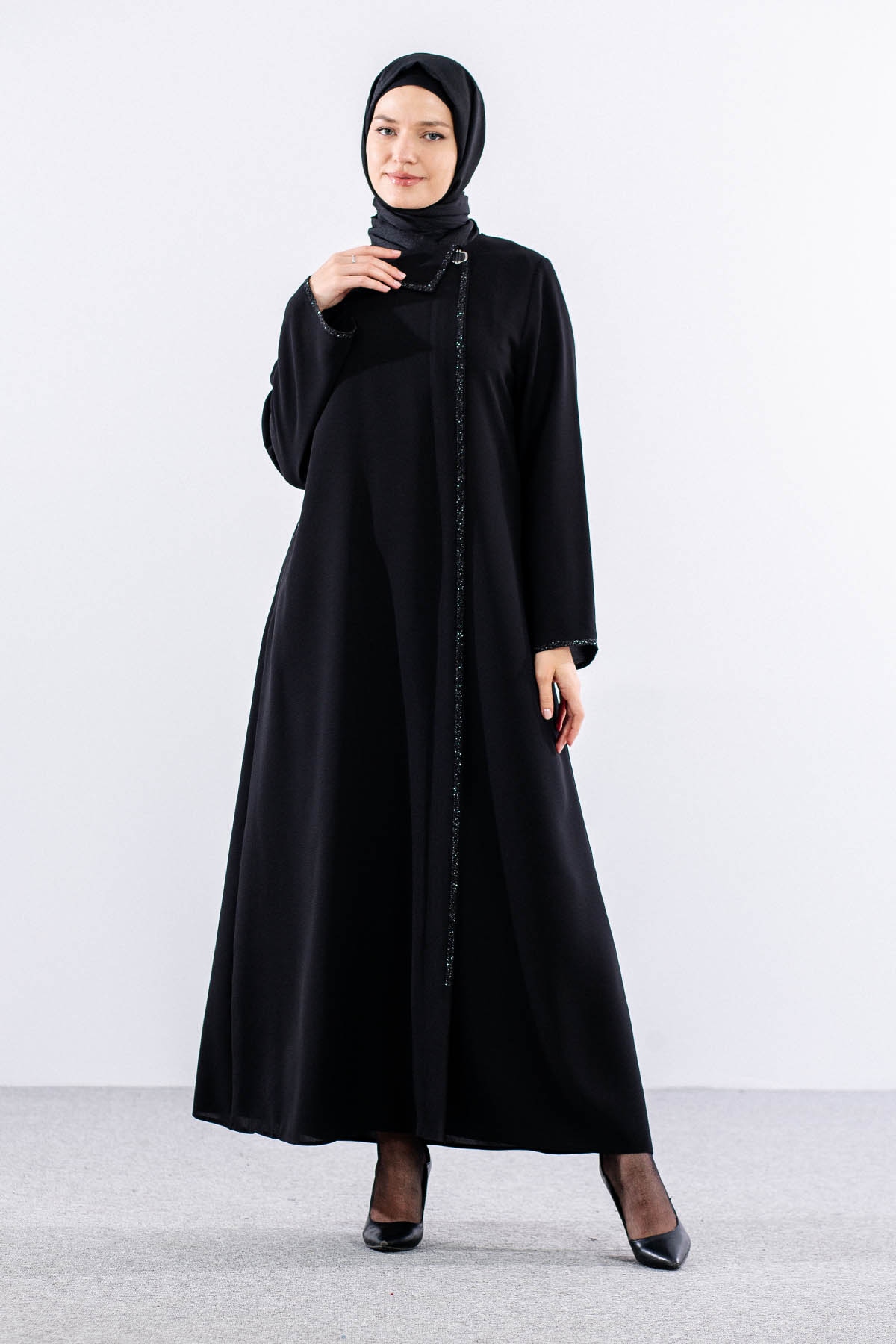 2238 Ferace 42-52 Tas Detay - Siyah - 2