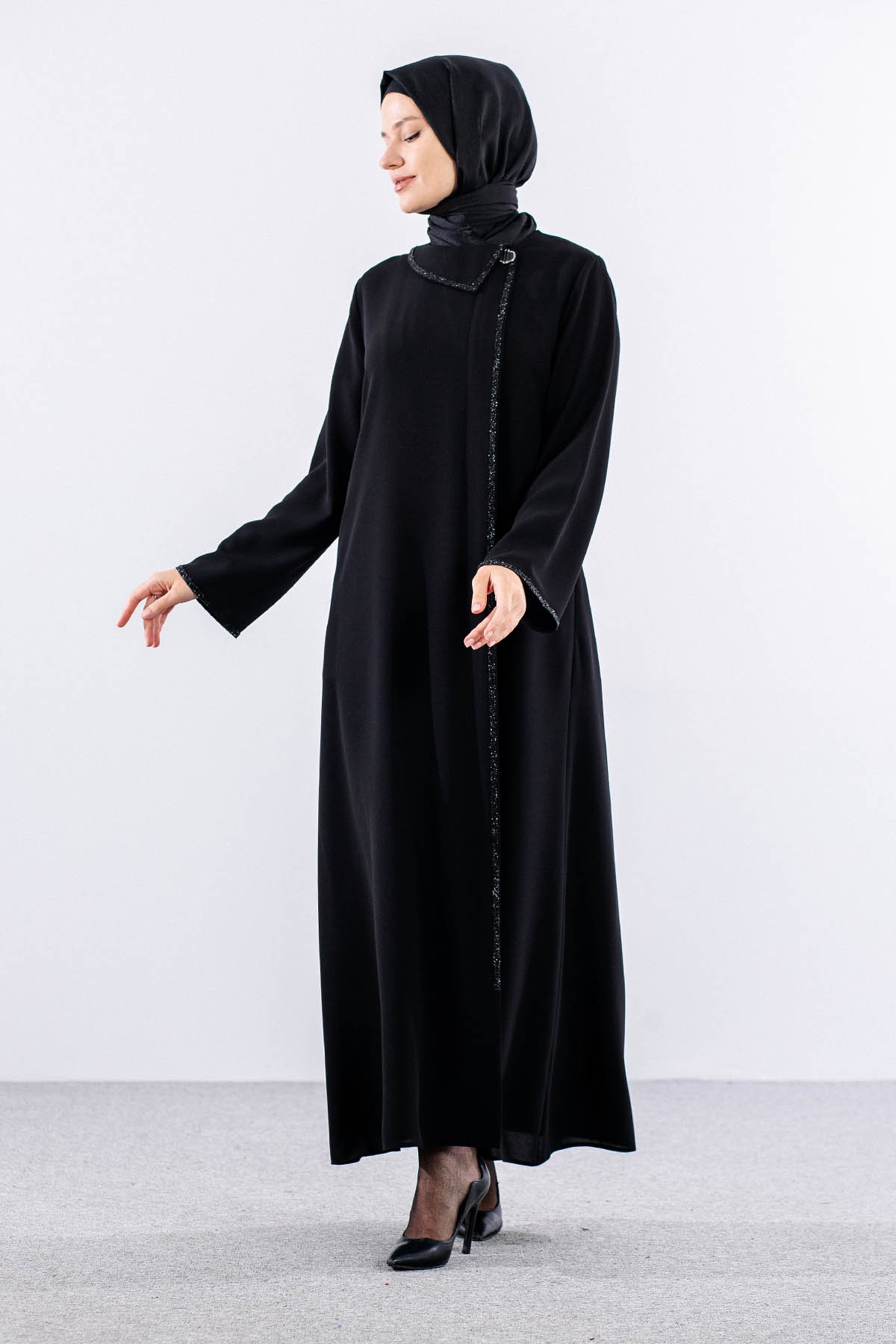 2238 Ferace 42-52 Tas Detay - Siyah - 3