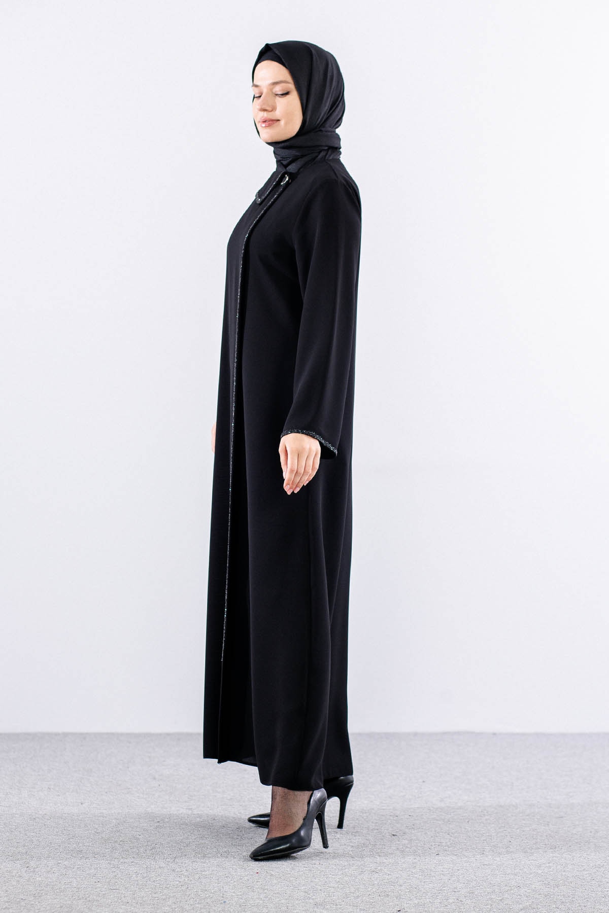 2238 Ferace 42-52 Tas Detay - Siyah - 4