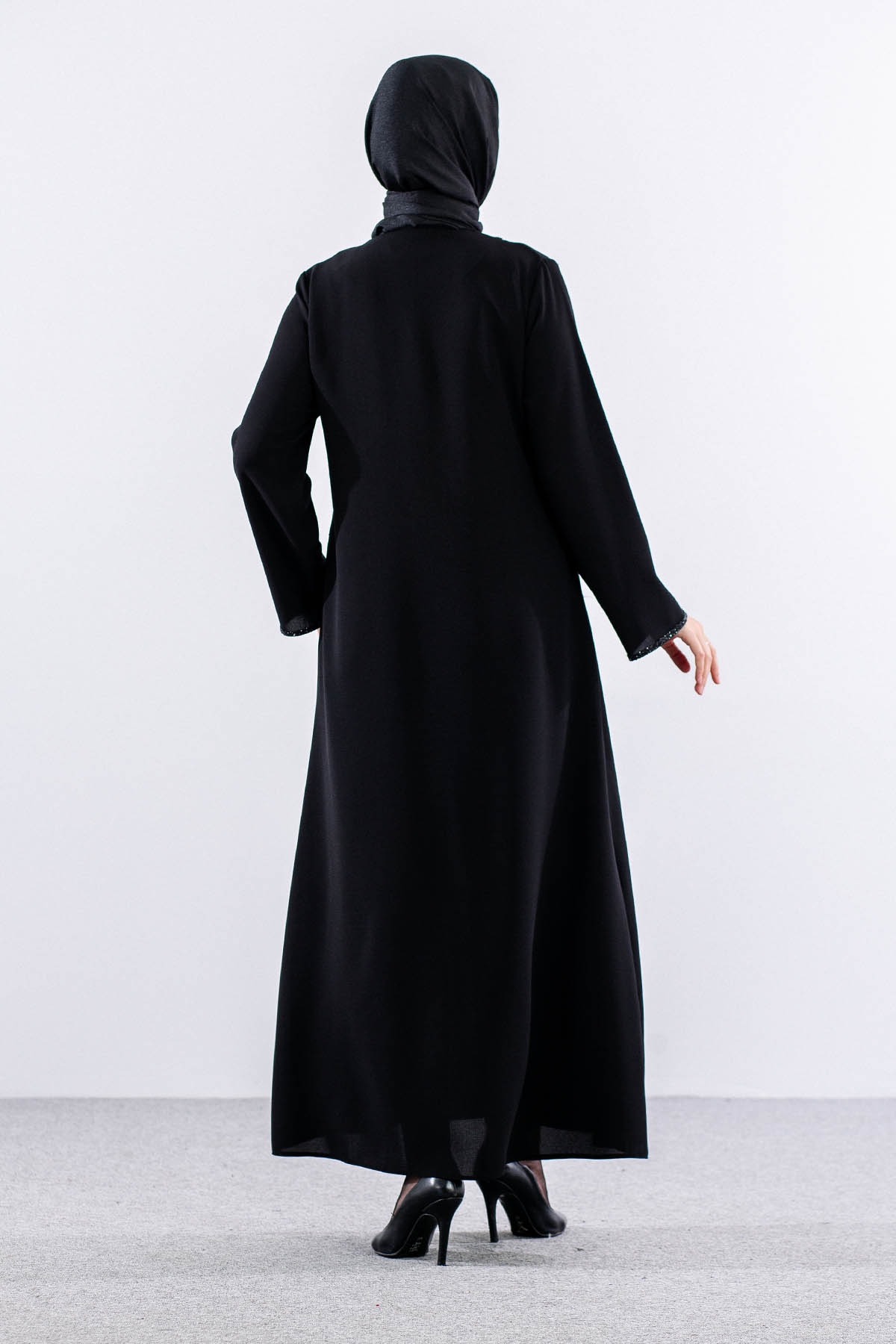 2238 Ferace 42-52 Tas Detay - Siyah - 5