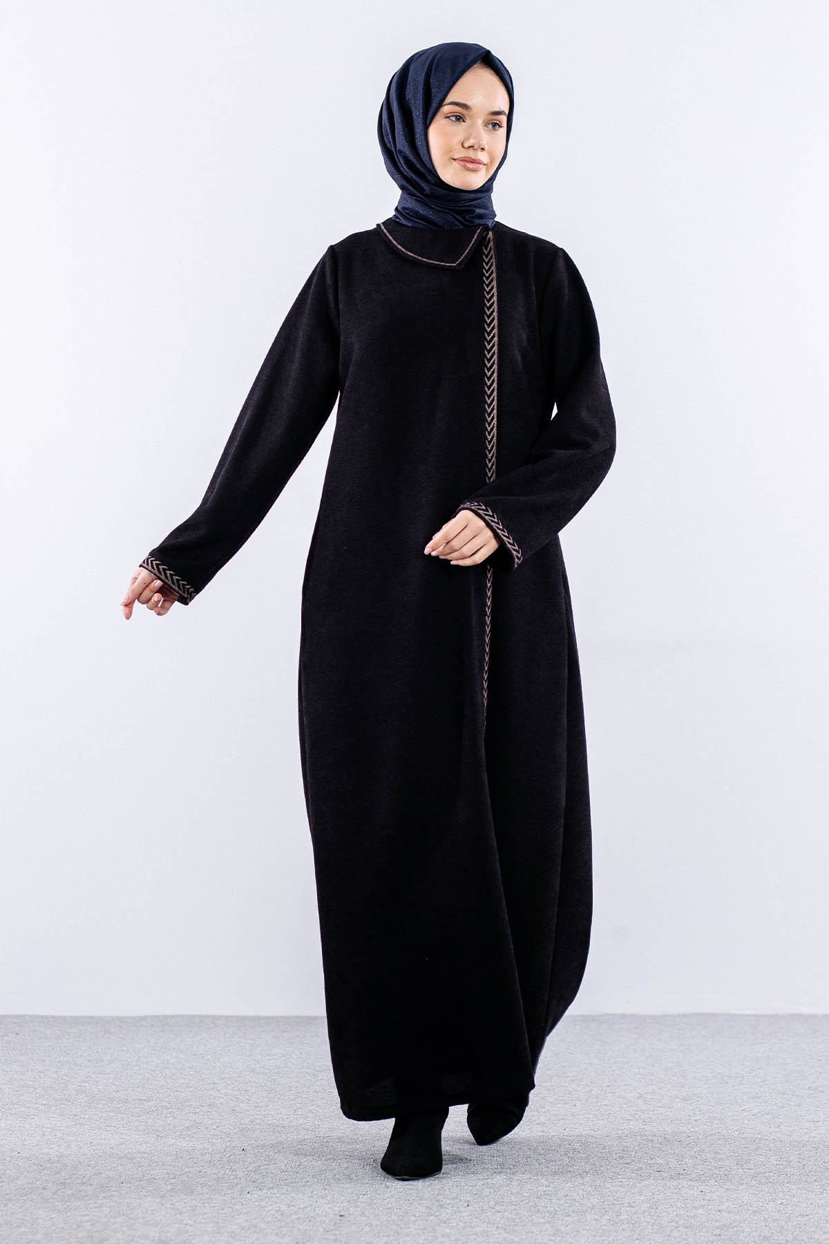 2238 Kiş Ferace 42-52 Nkş - Siyah - 3