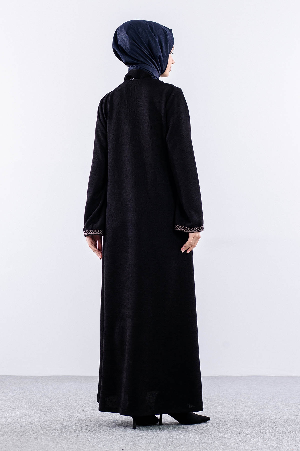 2238 Kiş Ferace 42-52 Nkş - Siyah - 5