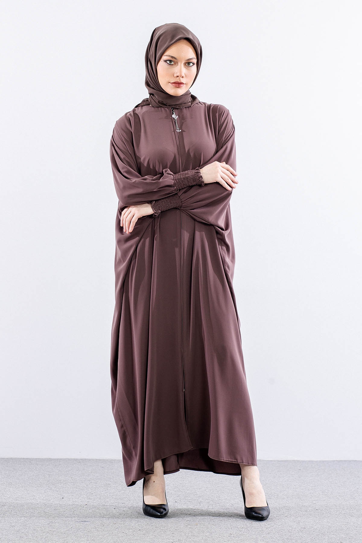 2245 Ferace Tek Medine Ipegi Yarasa Kol - Vizon - 2